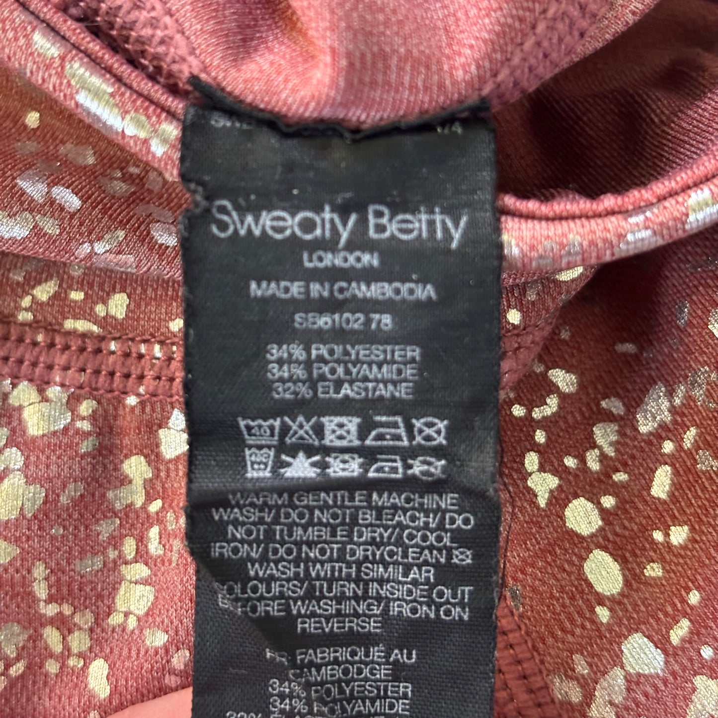 Athletic Leggings By Sweaty Betty In Pink & Silver, Size: S