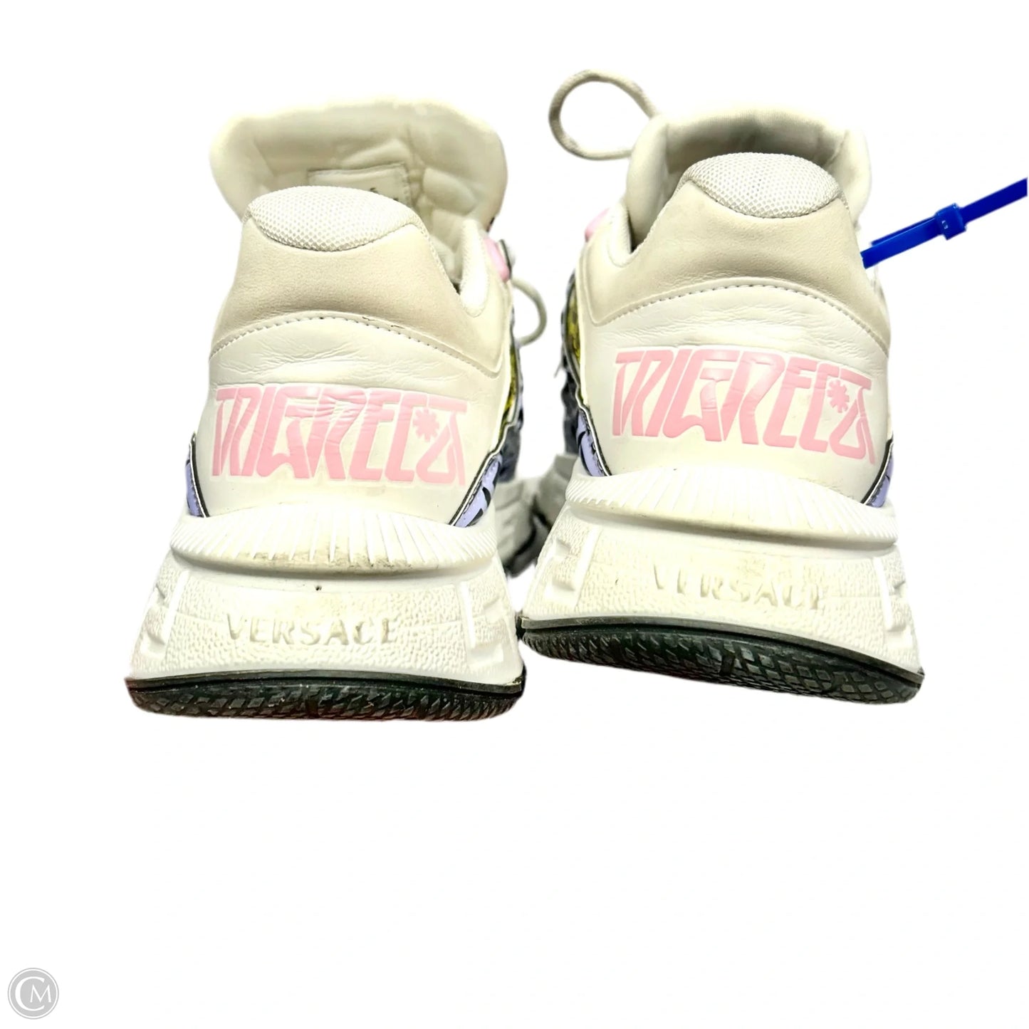 Shoes Luxury Designer By Versace In Pink & White, Size: 8.5