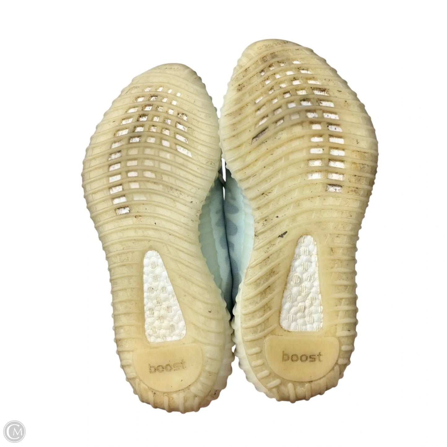 Shoes Luxury Designer By Yeezy In Blue & Cream, Size: 9.5