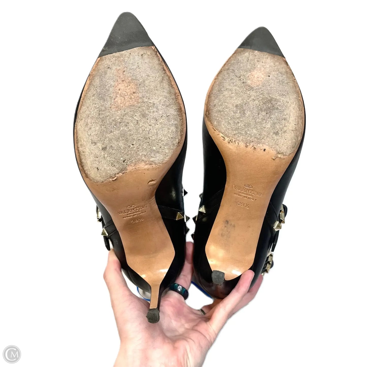 Boots Luxury Designer By Valentino In Black Gold, Size: 9.5