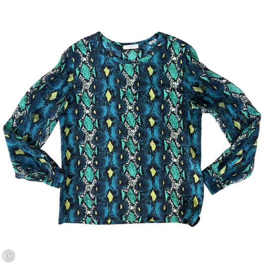 Blouse Long Sleeve By Equipment In Blue & Green, Size: M