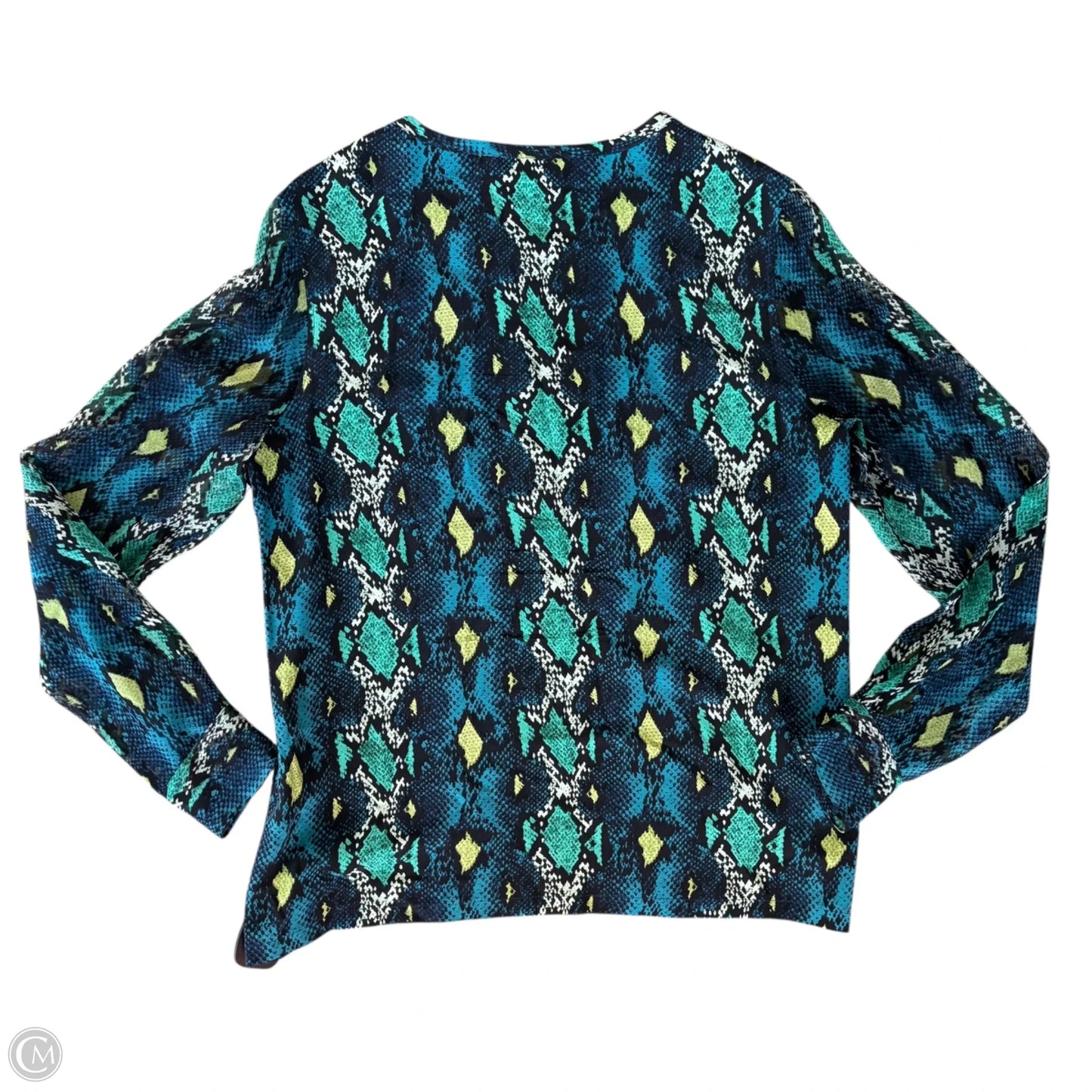 Blouse Long Sleeve By Equipment In Blue & Green, Size: M