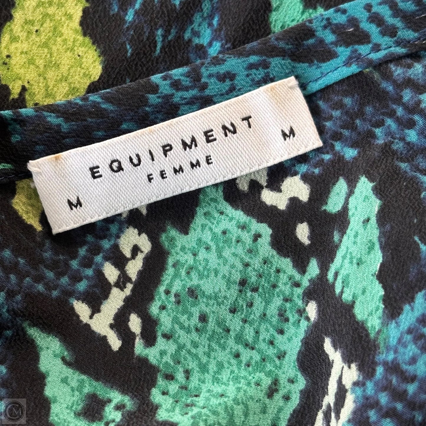 Blouse Long Sleeve By Equipment In Blue & Green, Size: M