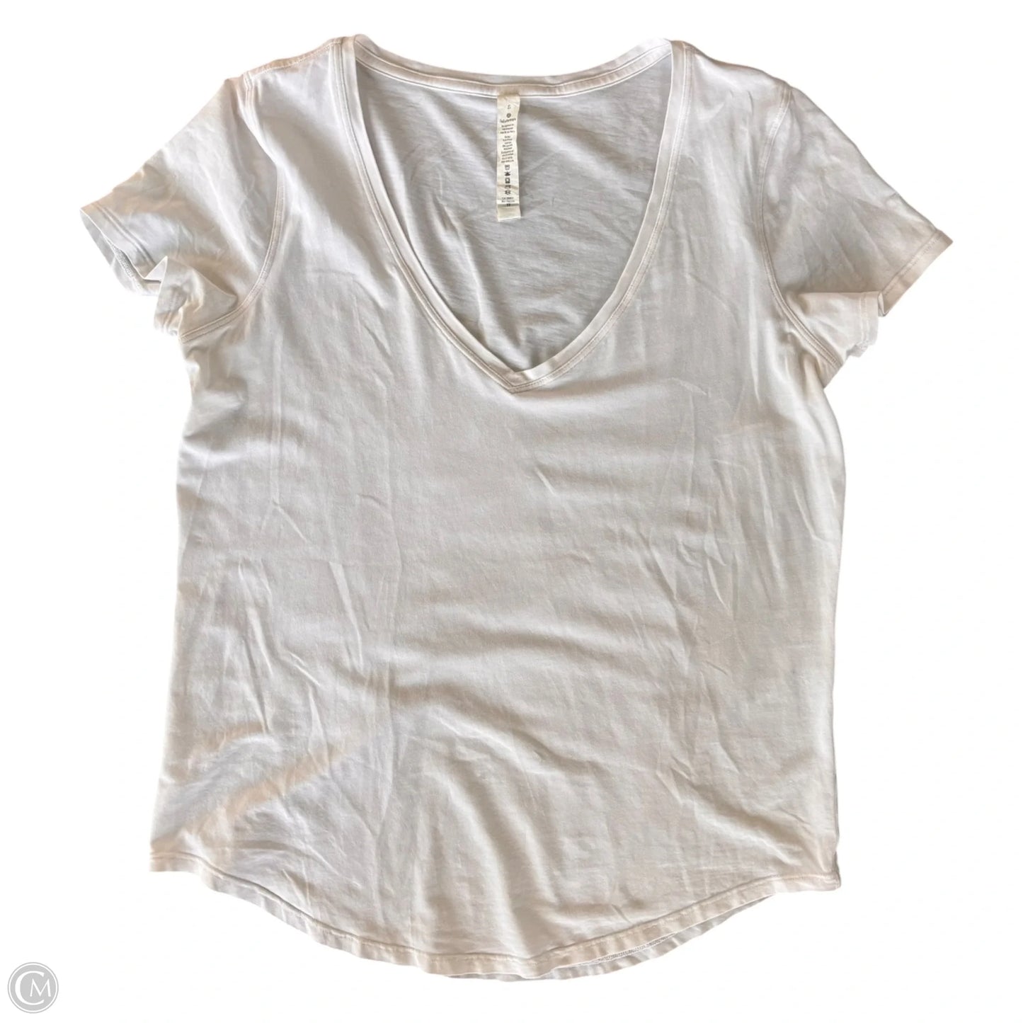 Athletic Top Short Sleeve By Lululemon In White, Size: S