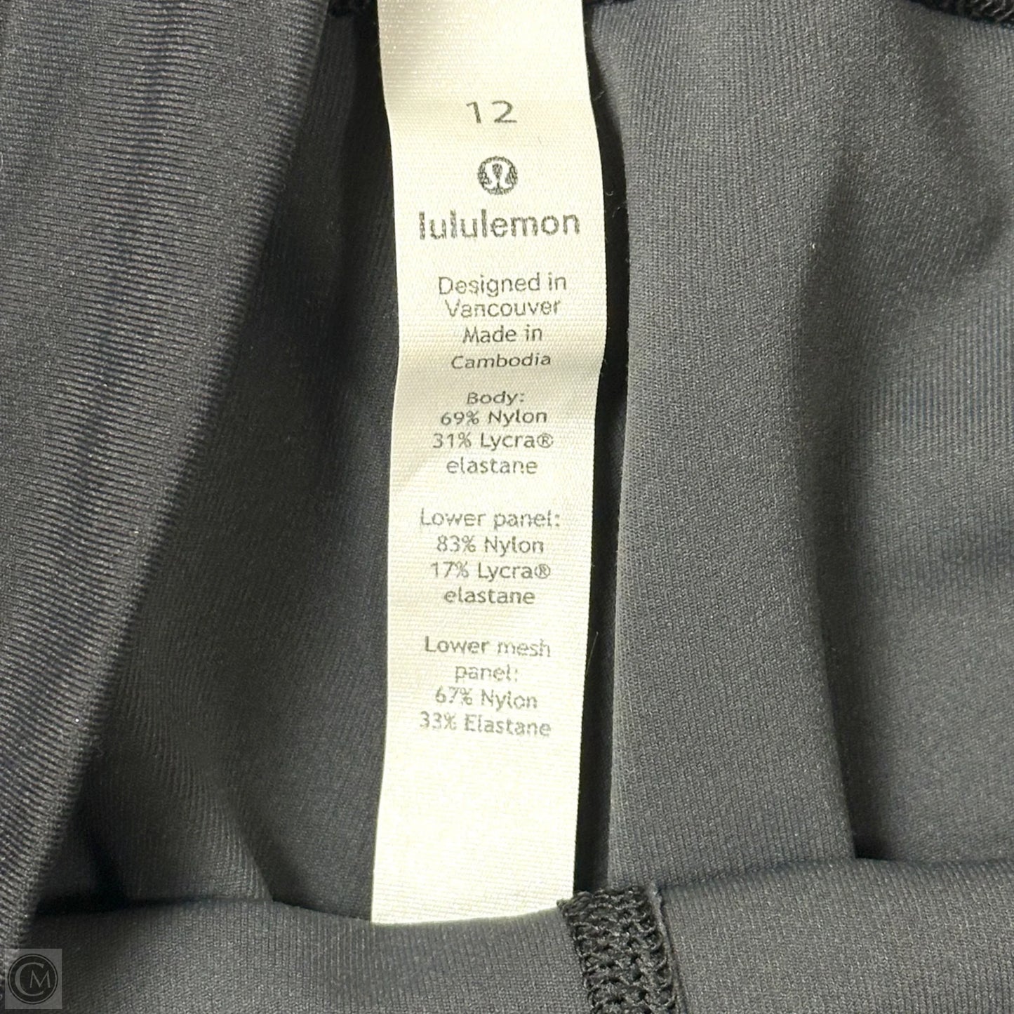 Athletic Leggings Capris By Lululemon In Black & Grey, Size: 12