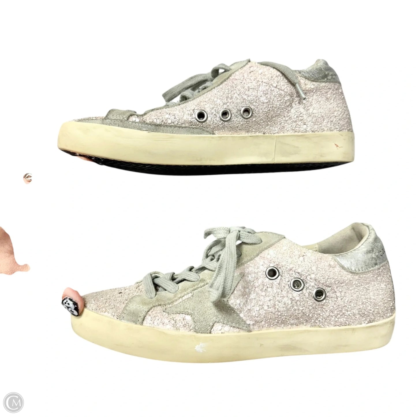 Shoes Luxury Designer By Golden Goose In Silver, Size: 5.5