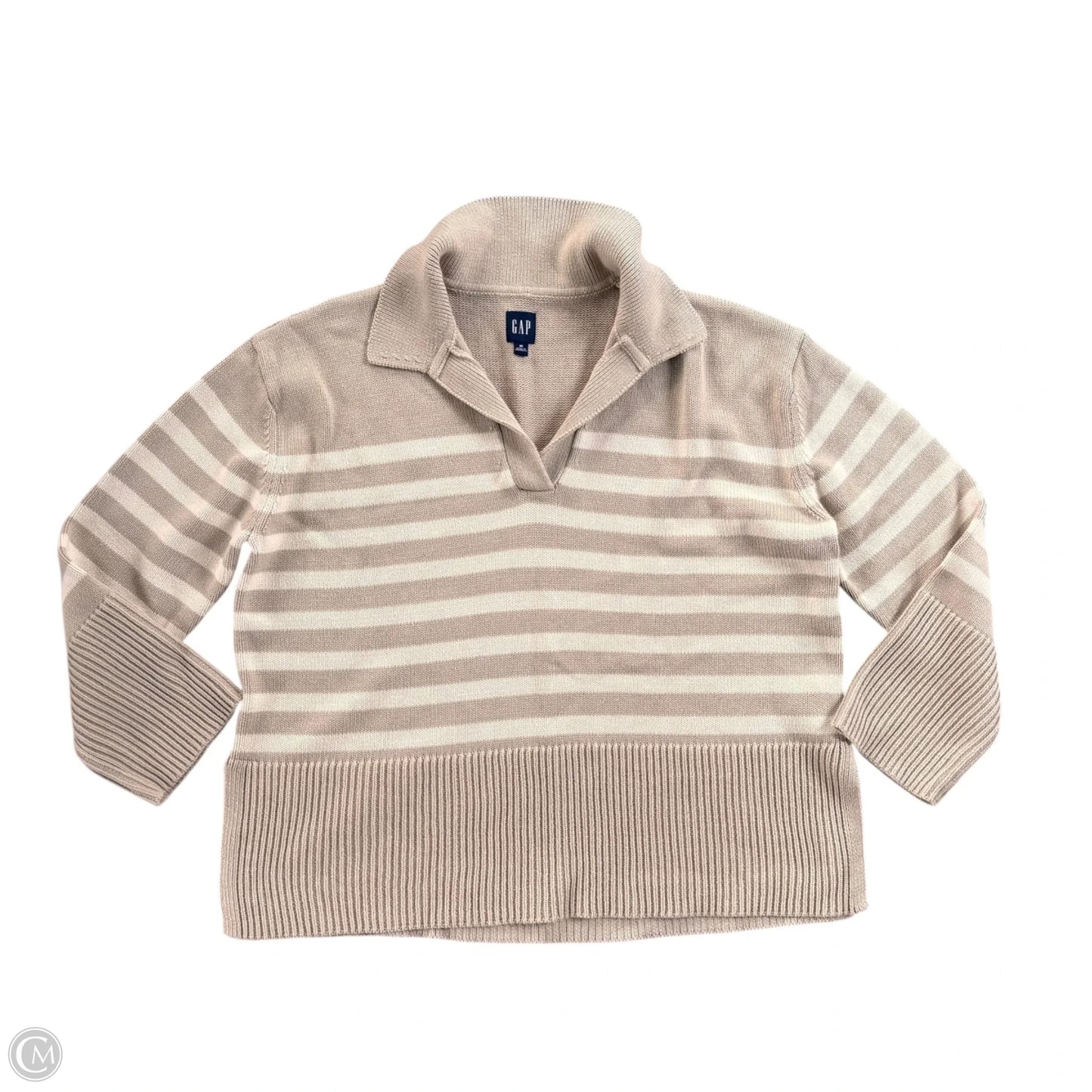 Sweater By Gap In Brown & Cream, Size: M