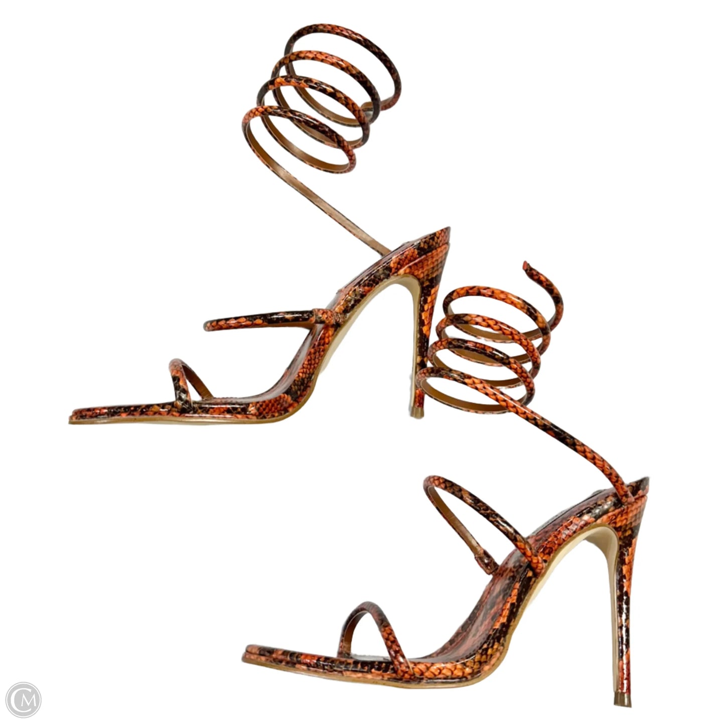 Sandals Heels Stiletto By Steve Madden In Snakeskin Print, Size: 9.5