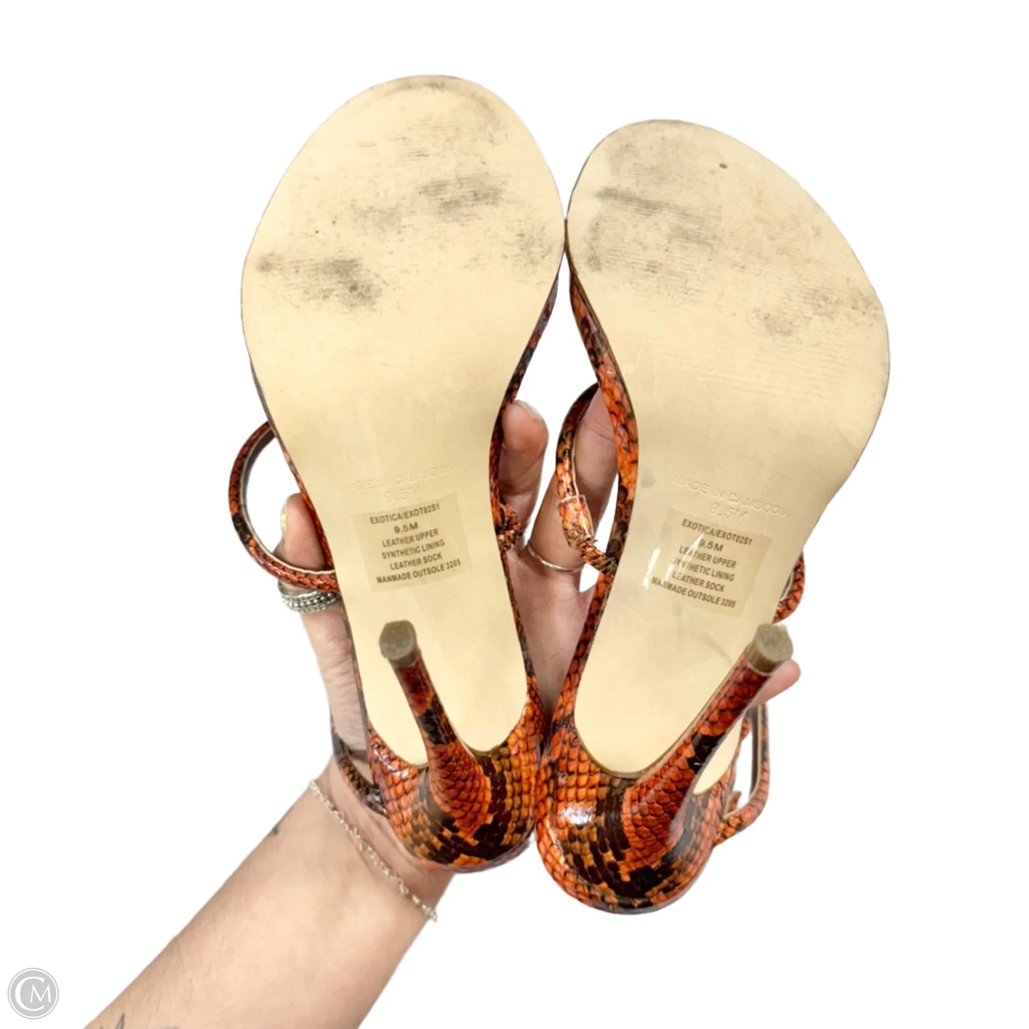 Sandals Heels Stiletto By Steve Madden In Snakeskin Print, Size: 9.5
