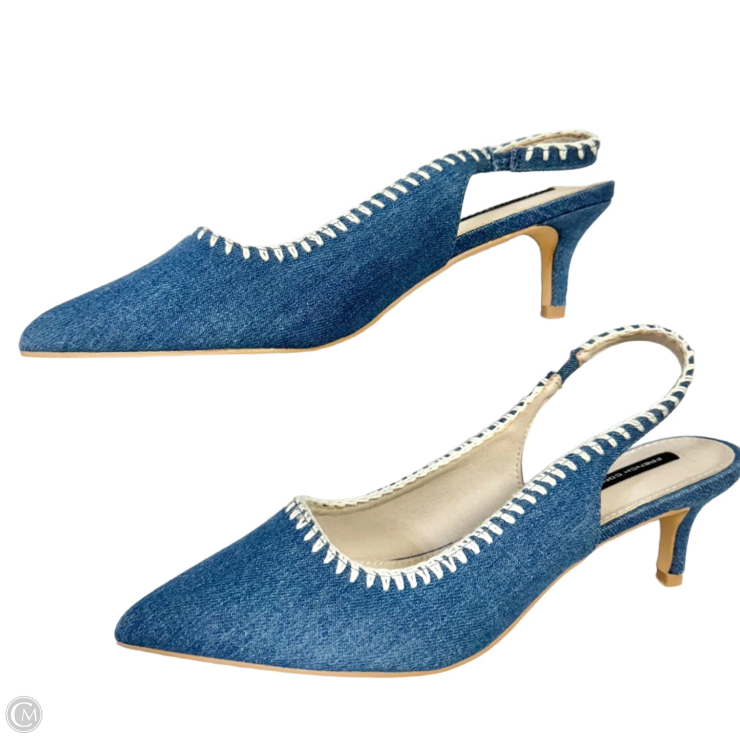 Shoes Heels Kitten By French Connection In Blue Denim, Size: 9