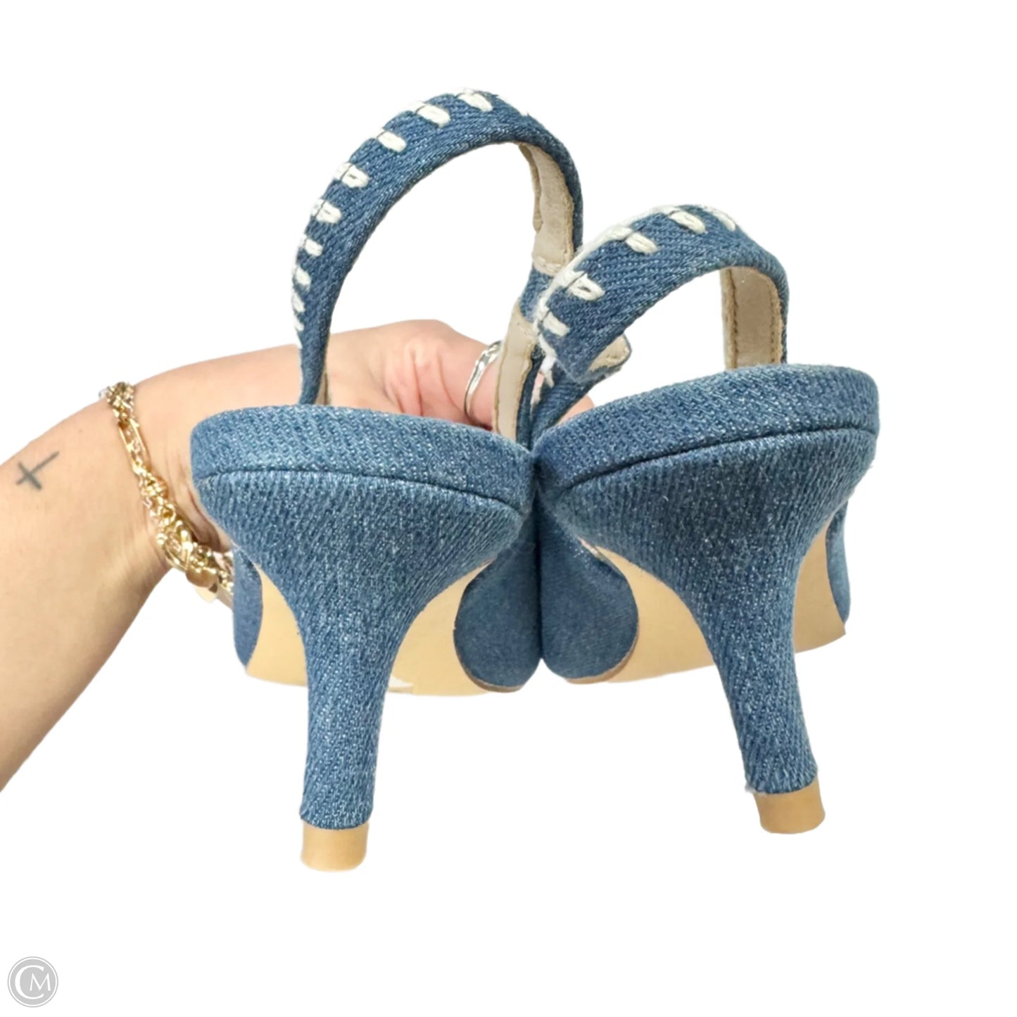 Shoes Heels Kitten By French Connection In Blue Denim, Size: 9