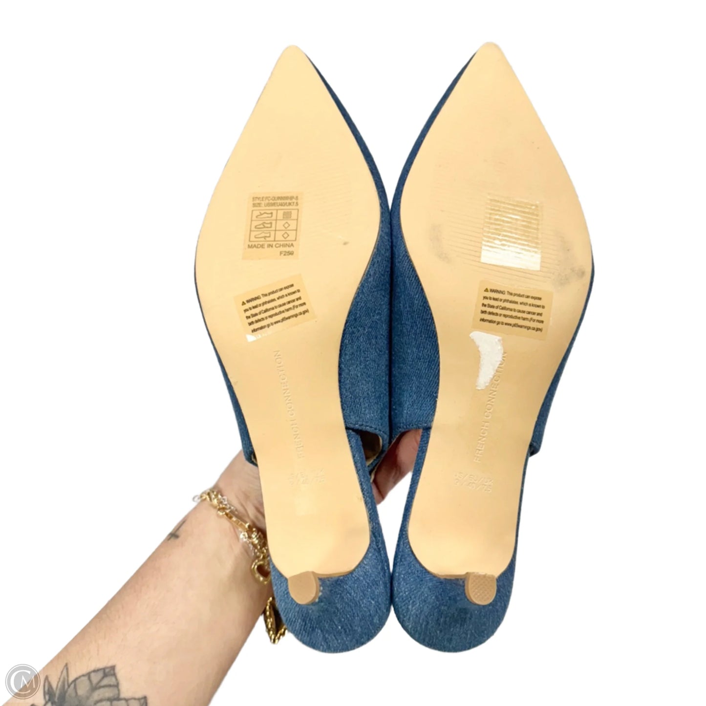 Shoes Heels Kitten By French Connection In Blue Denim, Size: 9