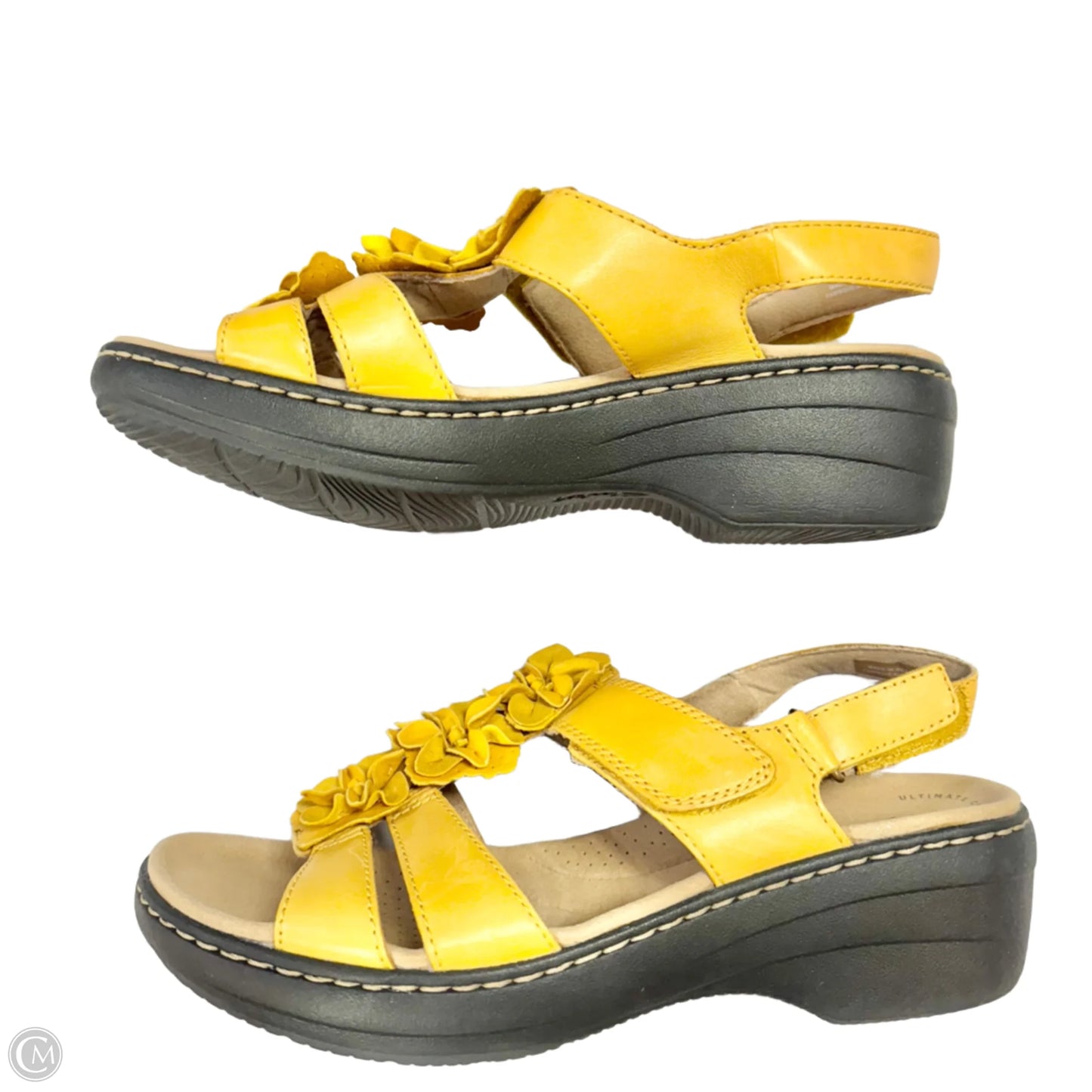 Sandals Heels Wedge By Clarks In Yellow, Size: 9