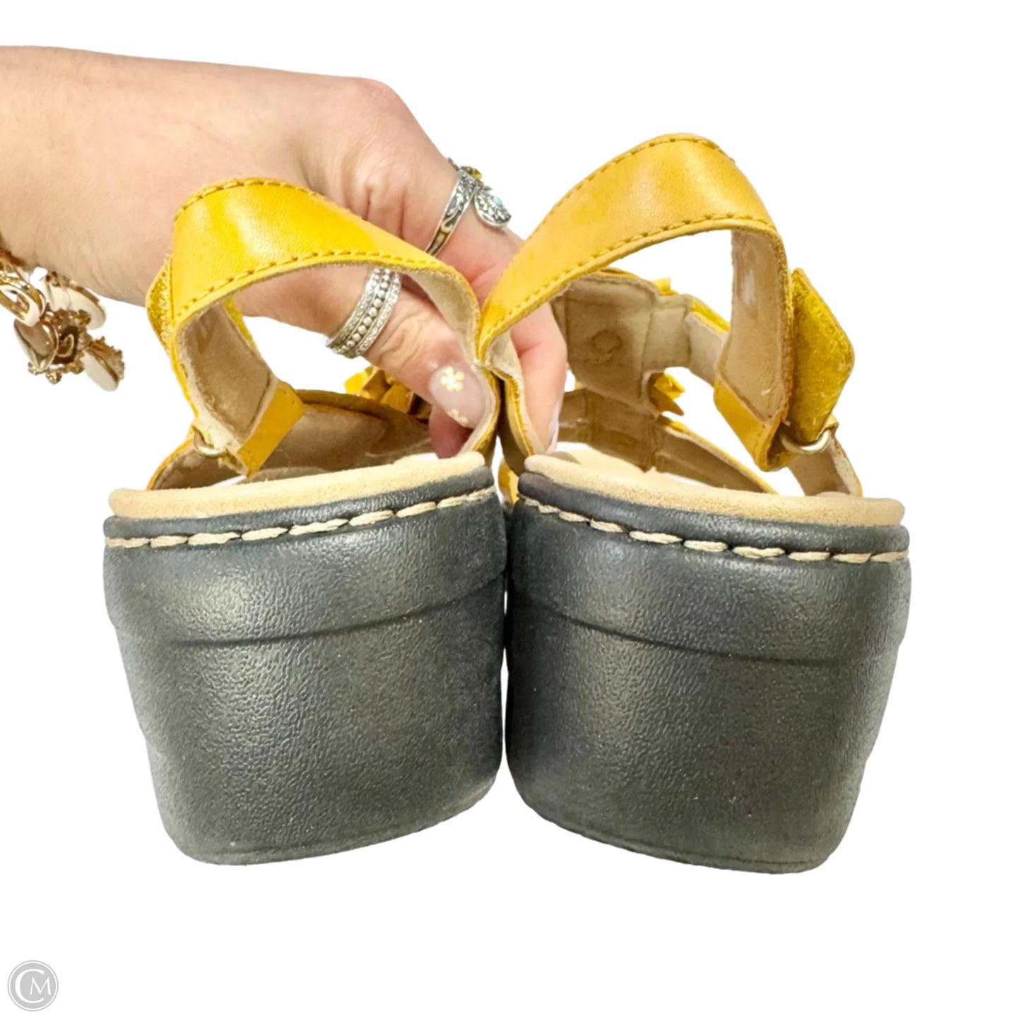 Sandals Heels Wedge By Clarks In Yellow, Size: 9