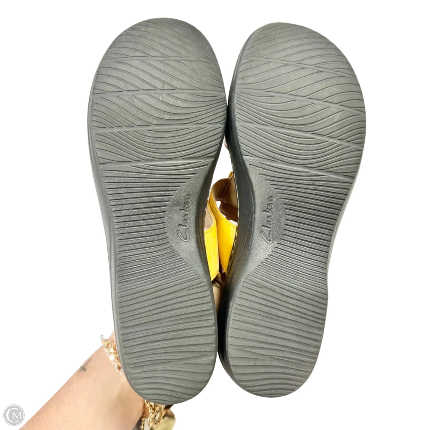 Sandals Heels Wedge By Clarks In Yellow, Size: 9