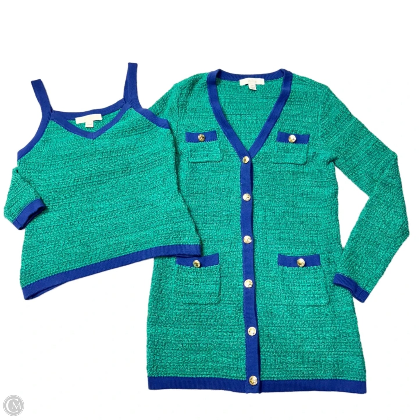 Sweater Cardigan 2pc Designer By Lilly Pulitzer In Blue & Green, Size: Xs