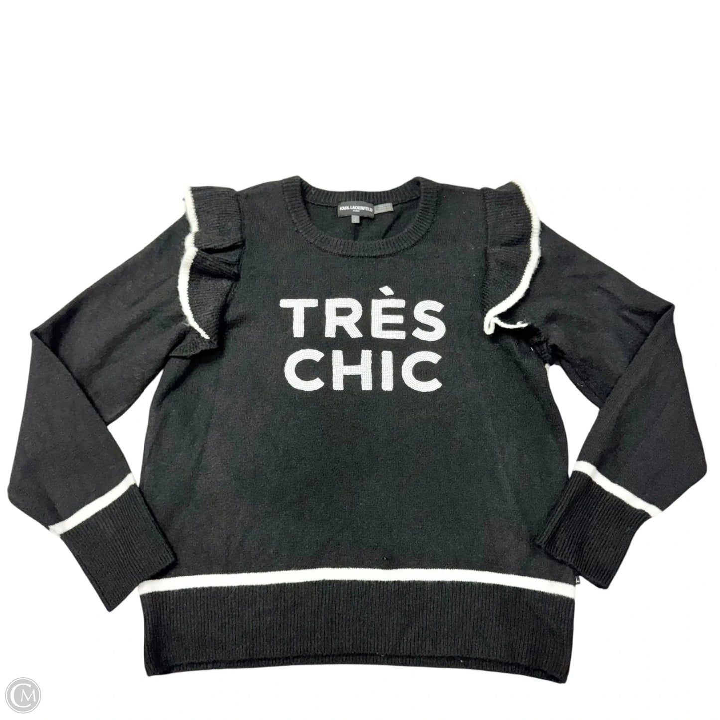 Sweater Designer By Karl Lagerfeld In Black & White, Size: L