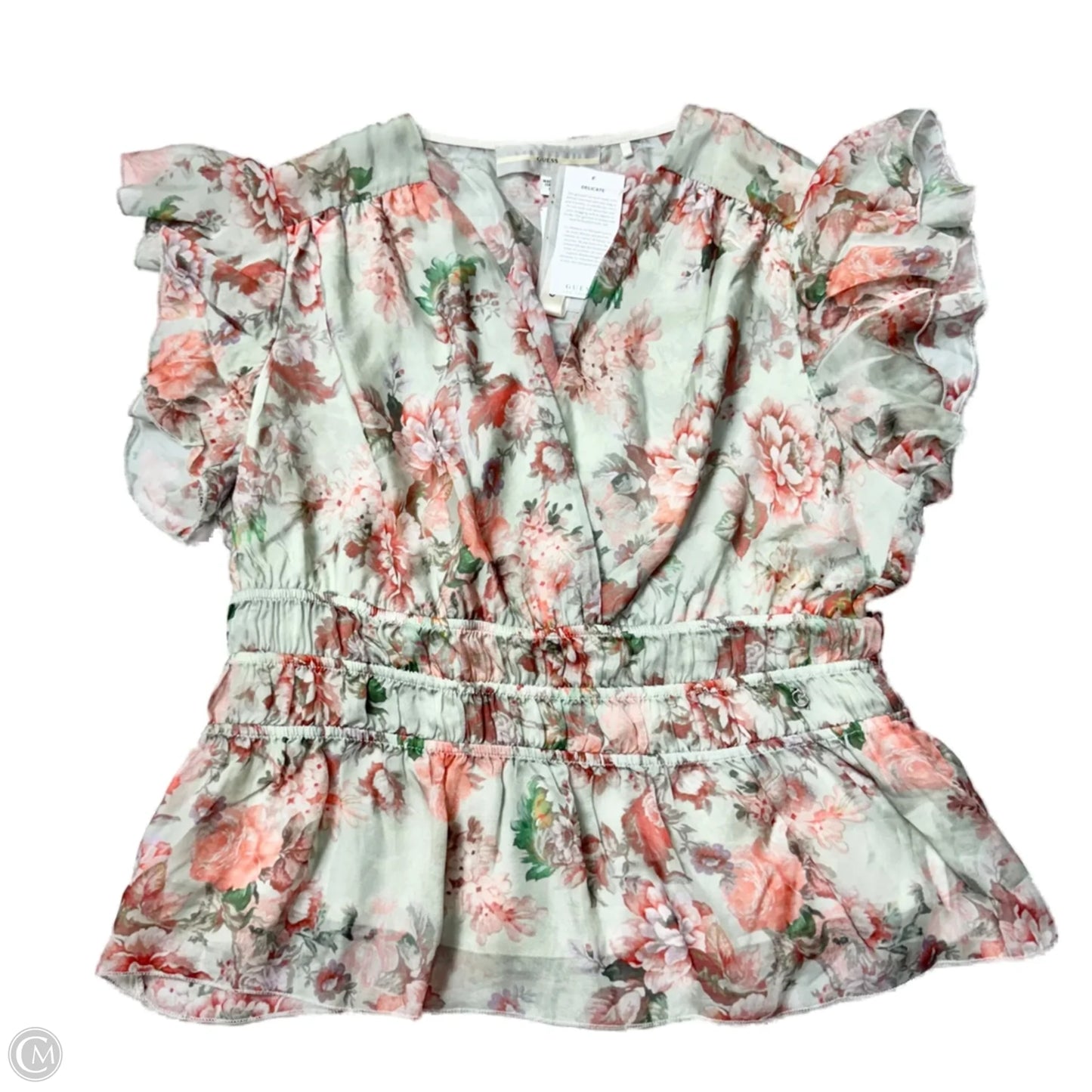 Blouse Short Sleeve By Guess In Floral Print, Size: L