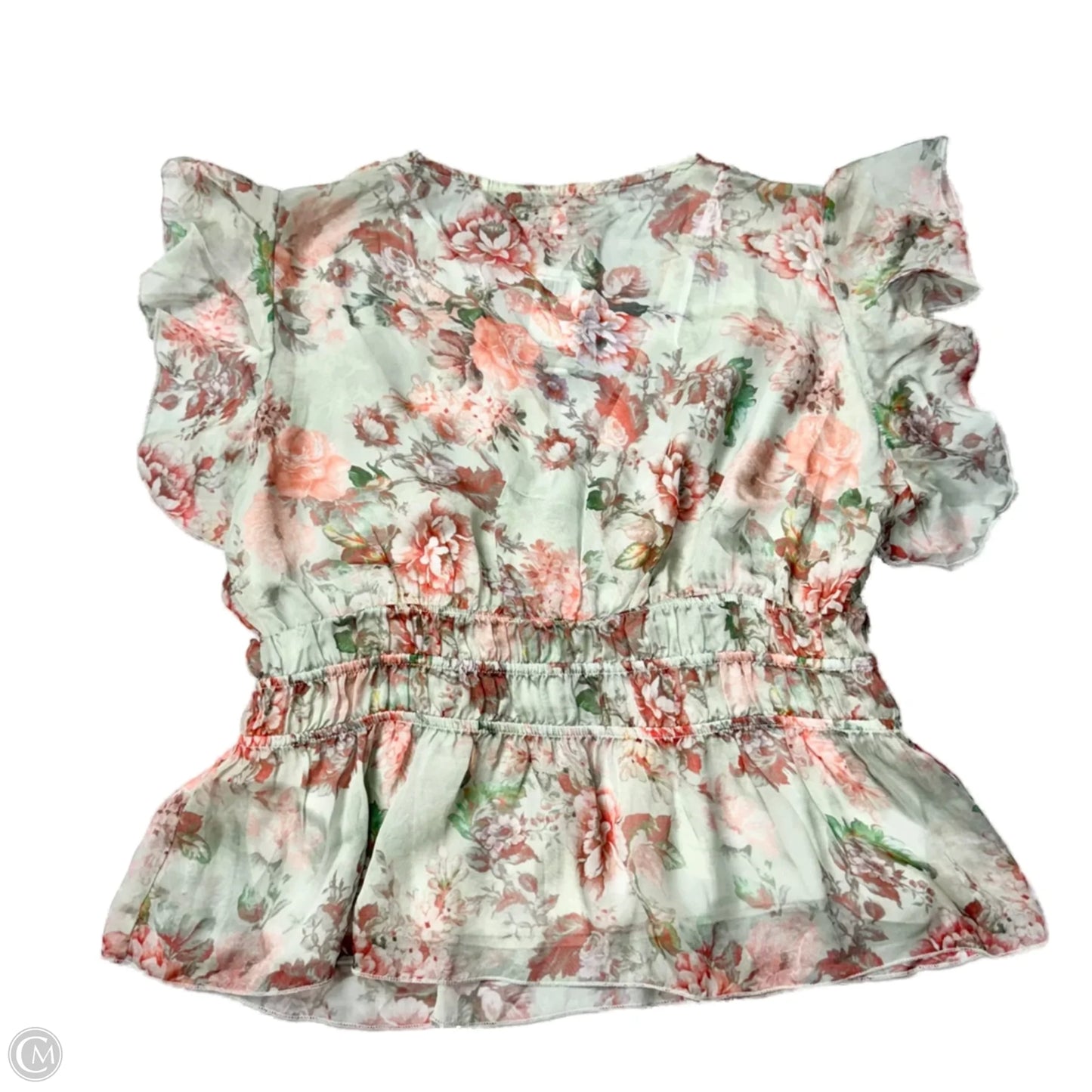 Blouse Short Sleeve By Guess In Floral Print, Size: L