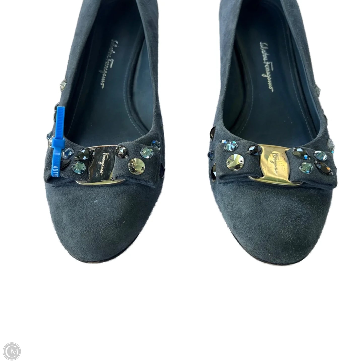 Shoes Luxury Designer By Ferragamo In Navy, Size: 8.5