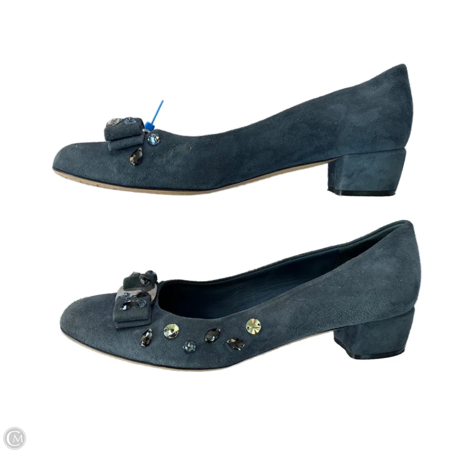 Shoes Luxury Designer By Ferragamo In Navy, Size: 8.5