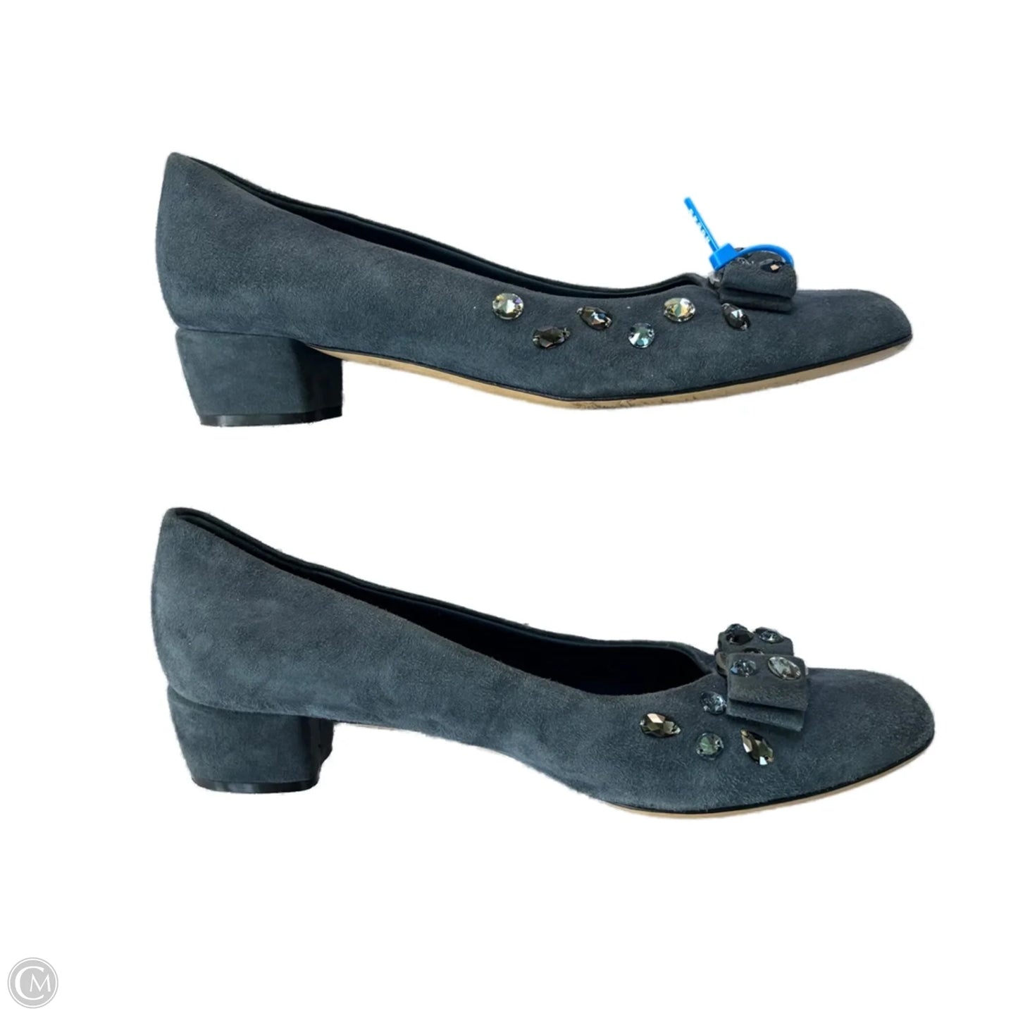 Shoes Luxury Designer By Ferragamo In Navy, Size: 8.5