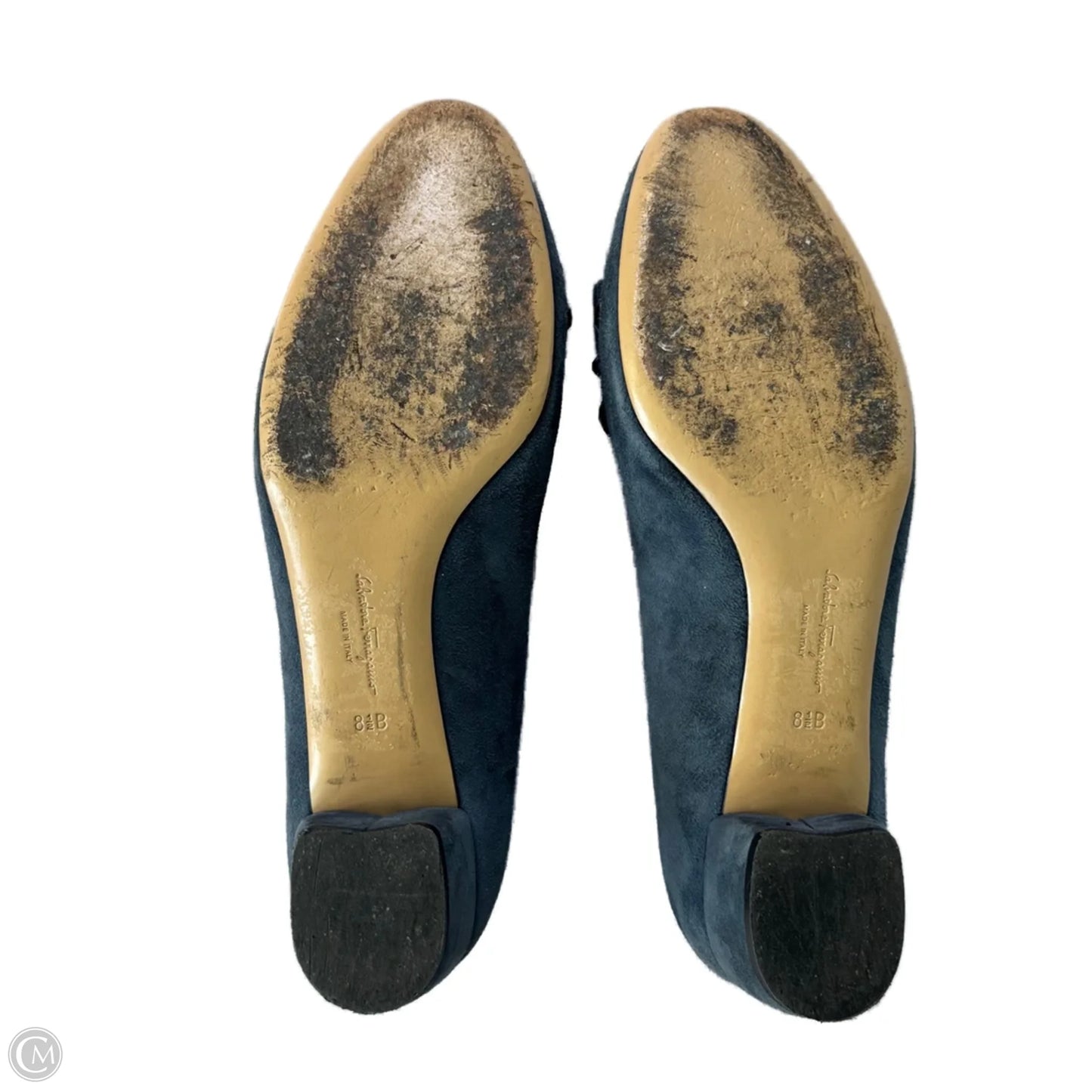 Shoes Luxury Designer By Ferragamo In Navy, Size: 8.5