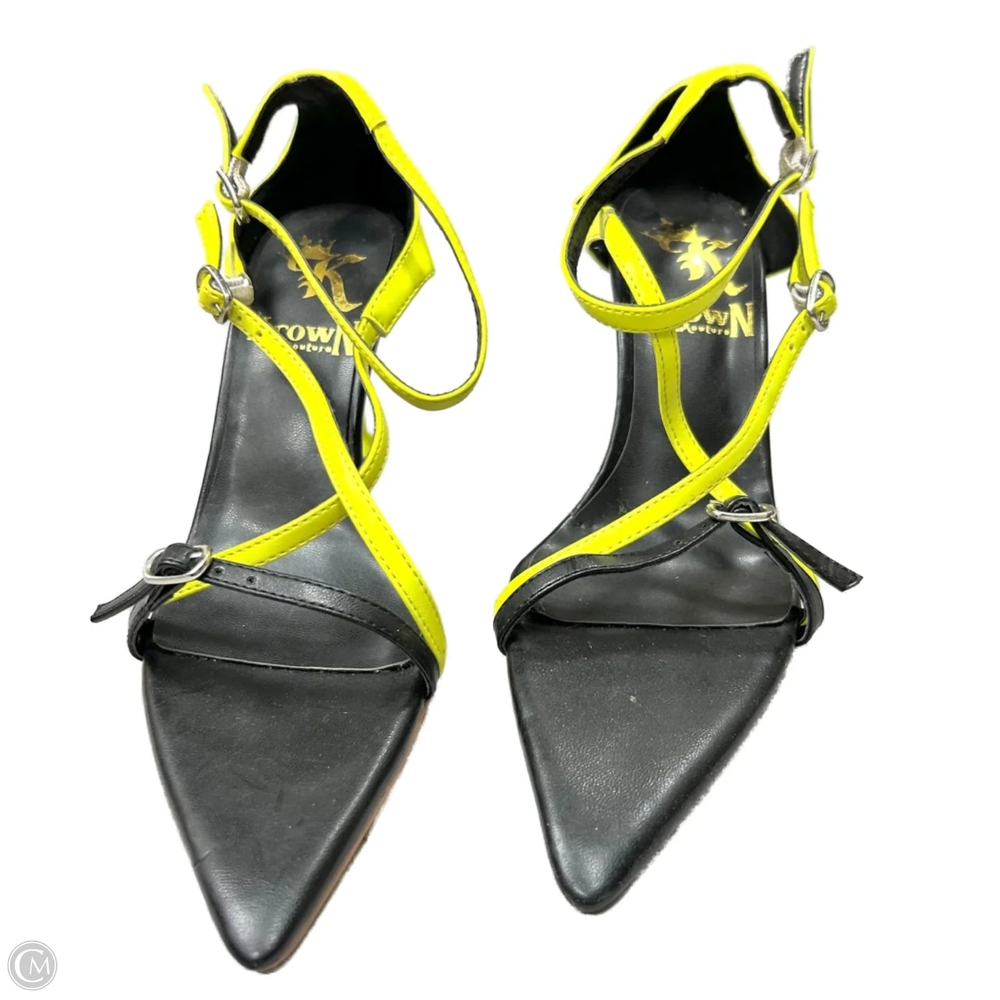 Sandals Heels Stiletto By Krown Kouture In Yellow, Size: 7.5