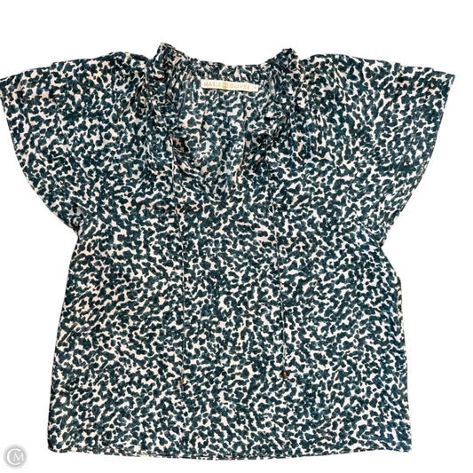 Blouse Short Sleeve By Marie Oliver In Blue & White, Size: M