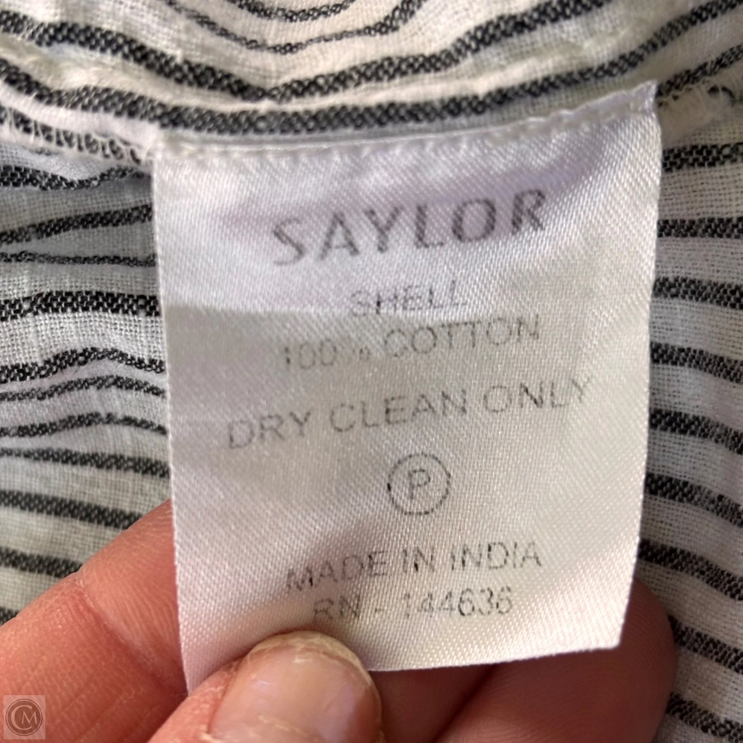 Top Long Sleeve By Saylor In Striped Pattern, Size: M