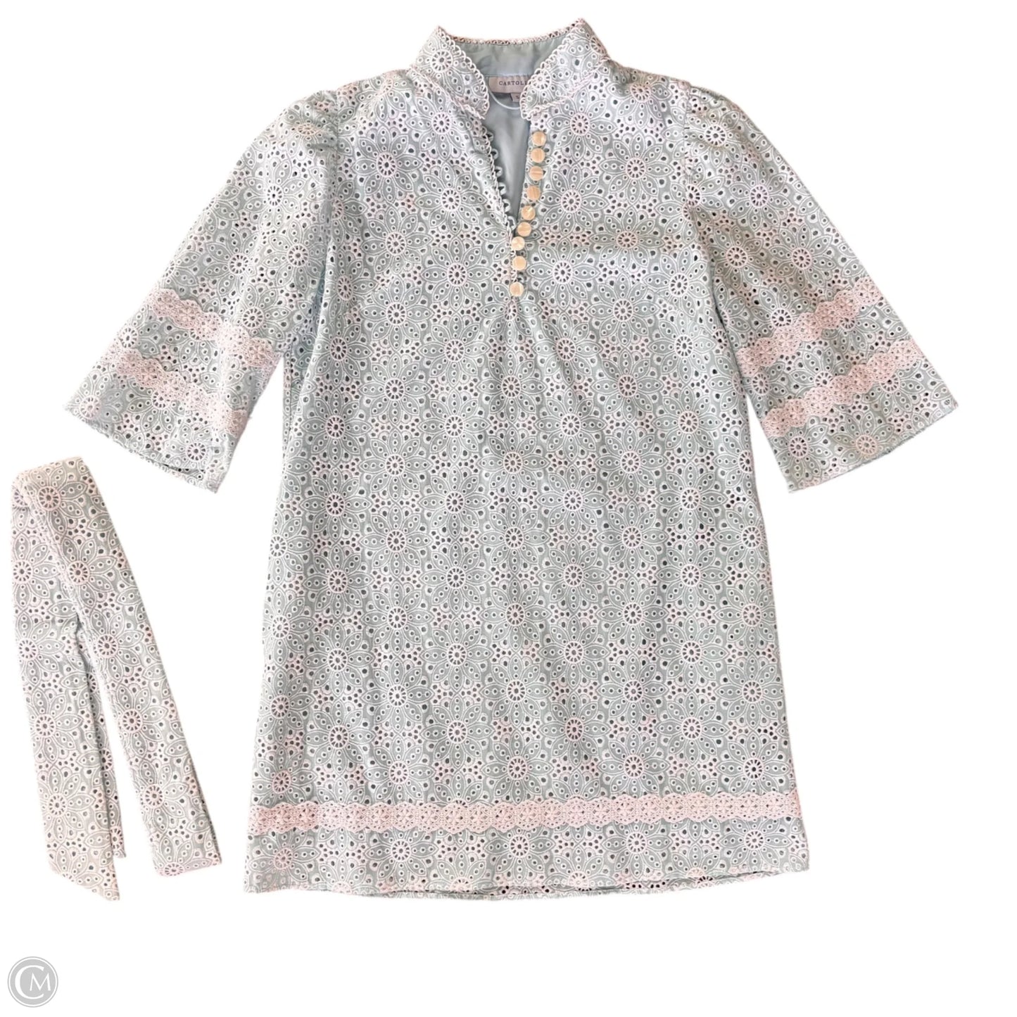 Dress Casual Midi By Cartolina In Blue & White, Size: S
