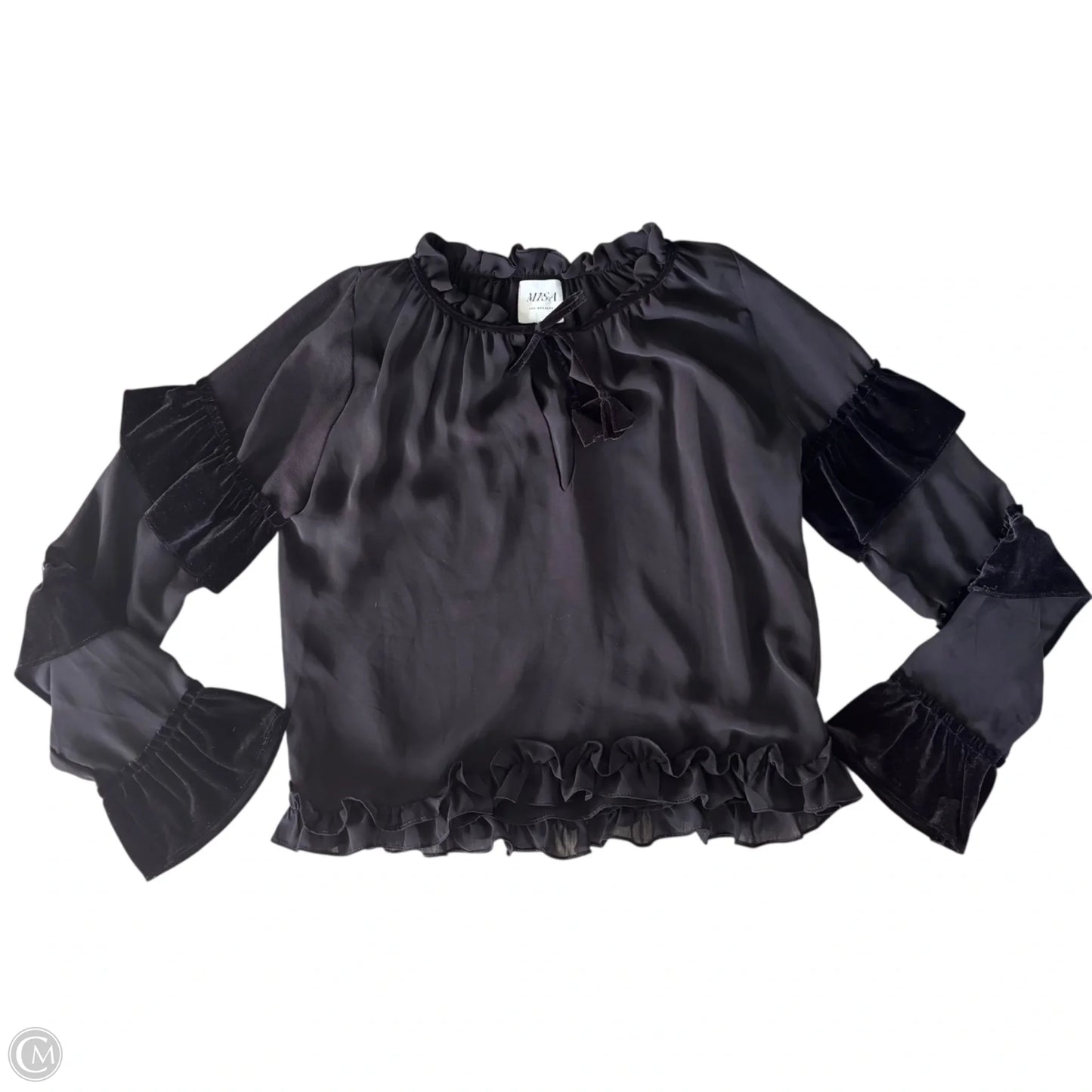 Blouse Designer By Misa In Black, Size: S