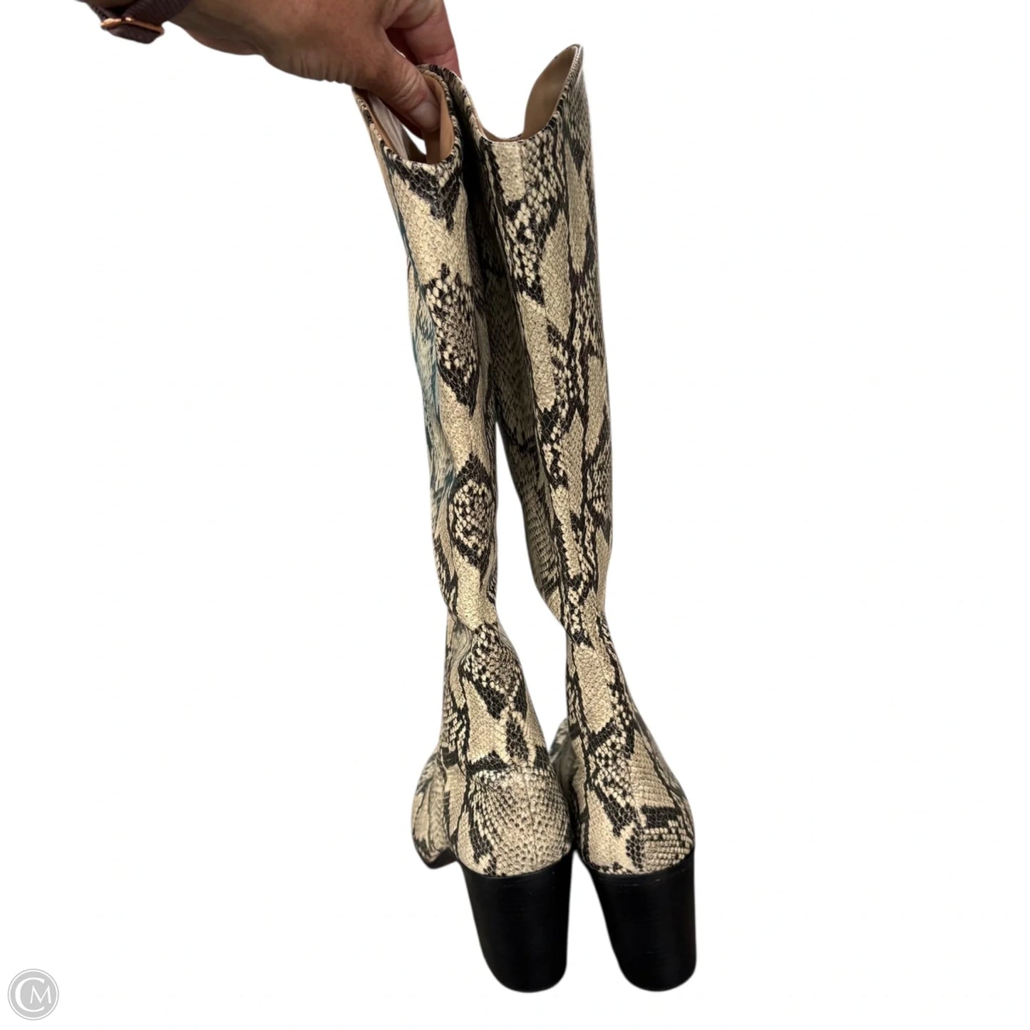 Boots Leather By Schutz In Snakeskin Print, Size: 9.5