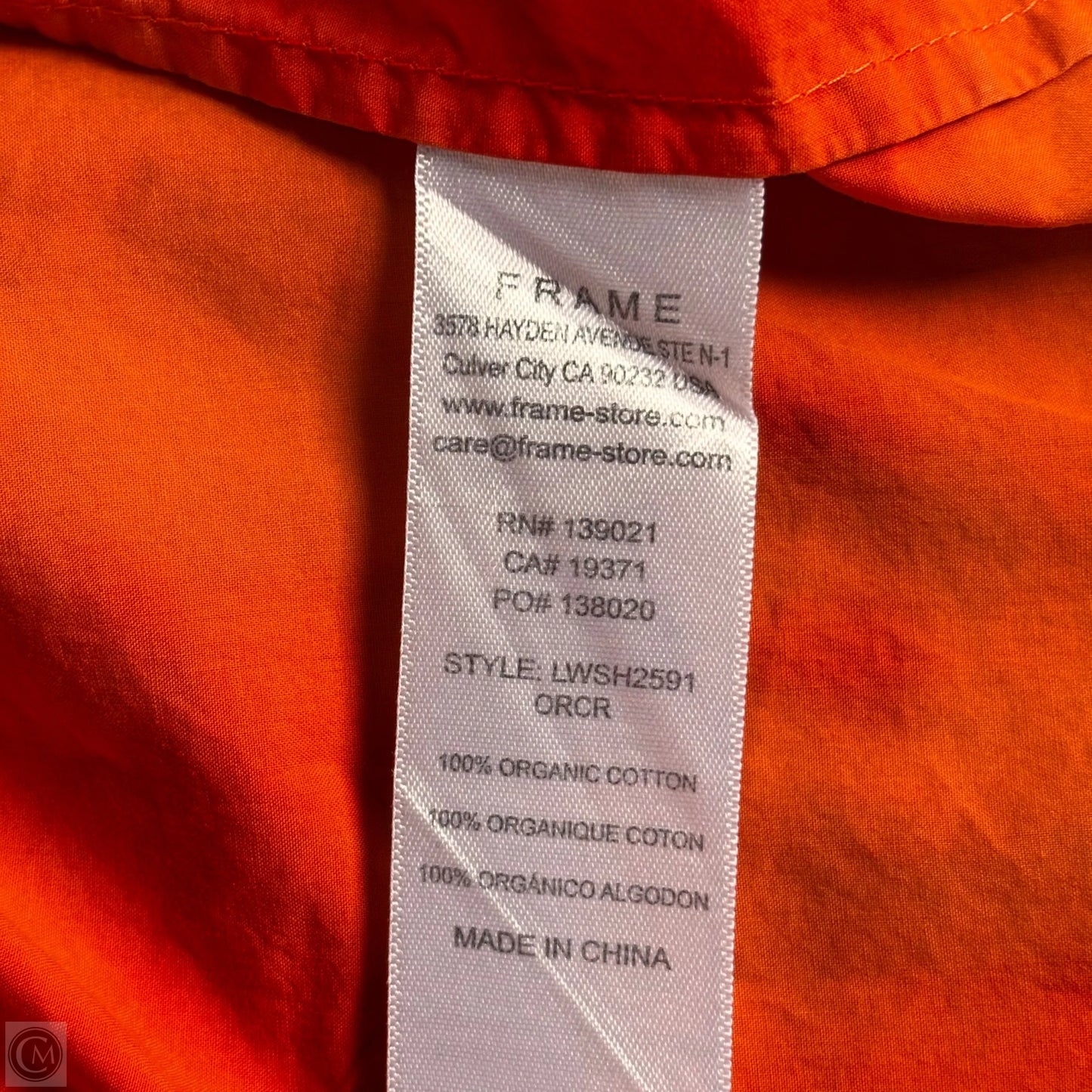 Top Long Sleeve By Frame In Orange, Size: M
