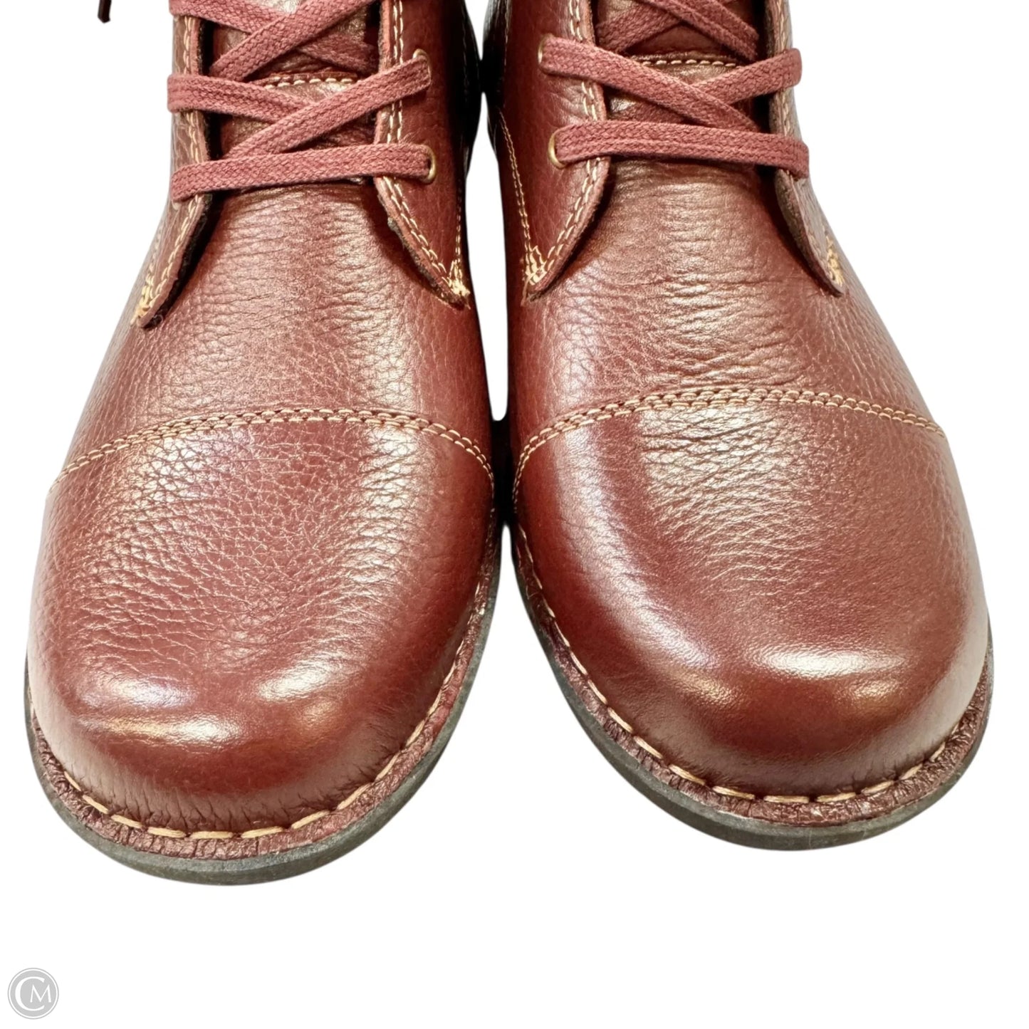 Boots Leather By Clarks In Maroon, Size: 10
