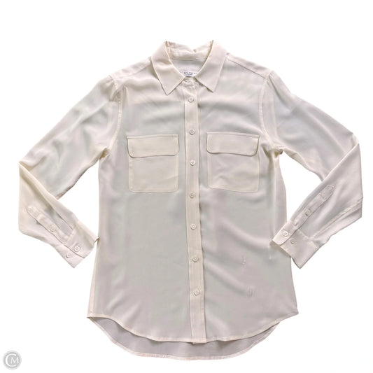 Top Long Sleeve By Equipment In Cream, Size: Xs