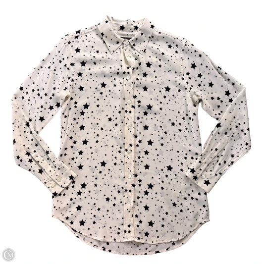 Top Long Sleeve By Equipment In Black & White, Size: Xs