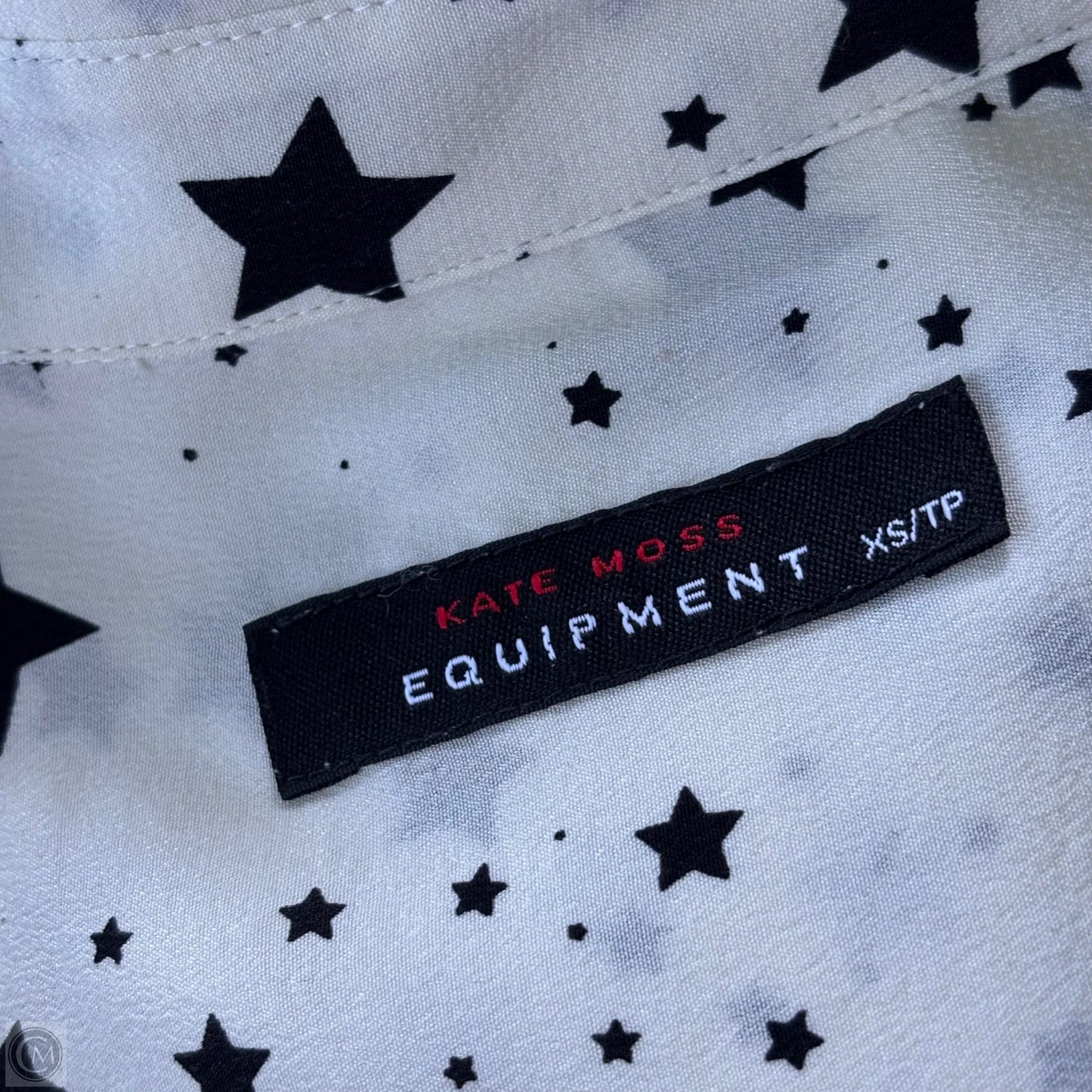 Top Long Sleeve By Equipment In Black & White, Size: Xs