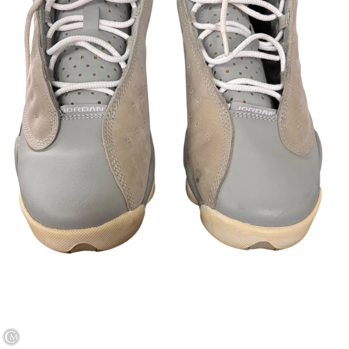 Shoes Luxury Designer By Jordan In Grey, Size: 9.5