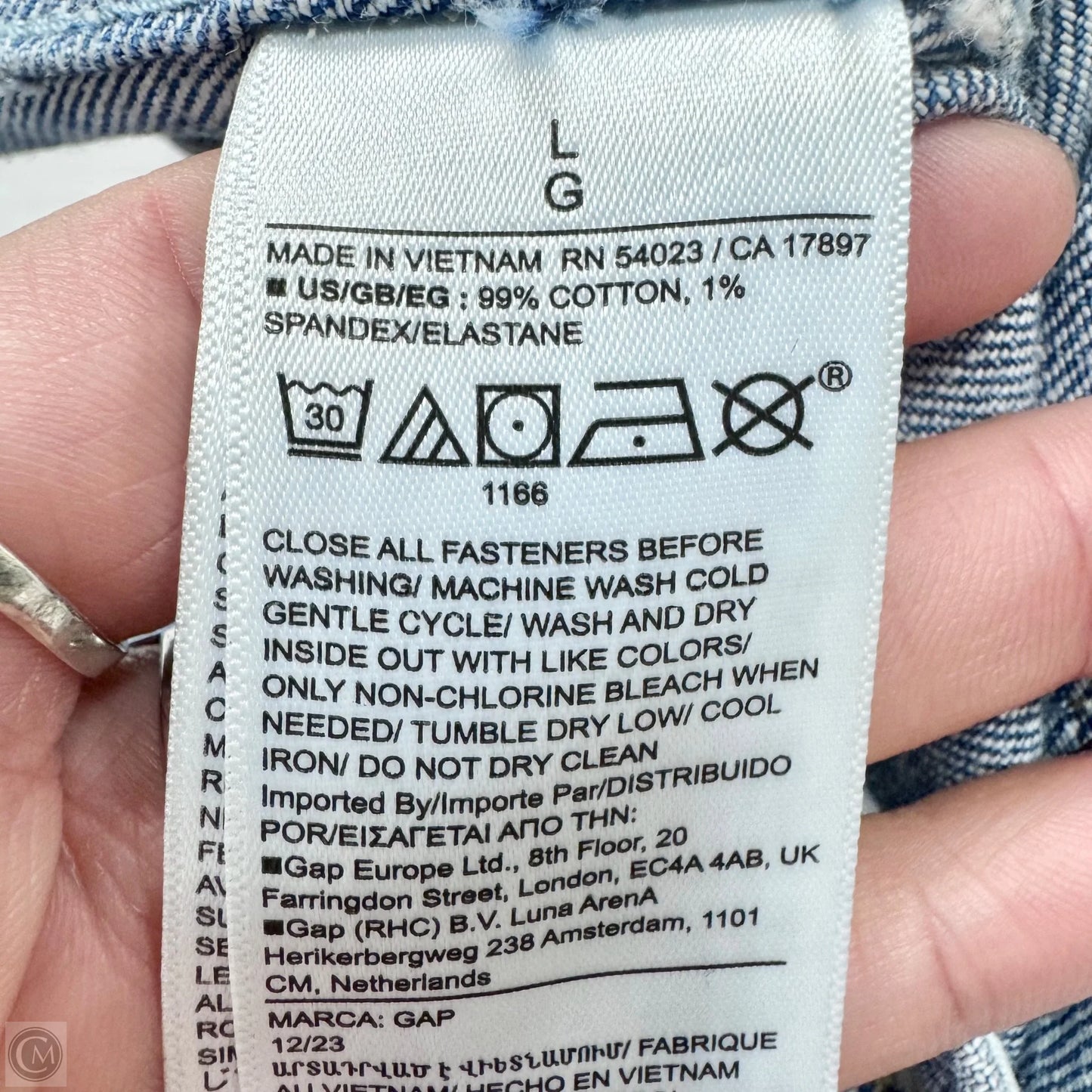 Jacket Denim By Gap In Blue Denim, Size: L
