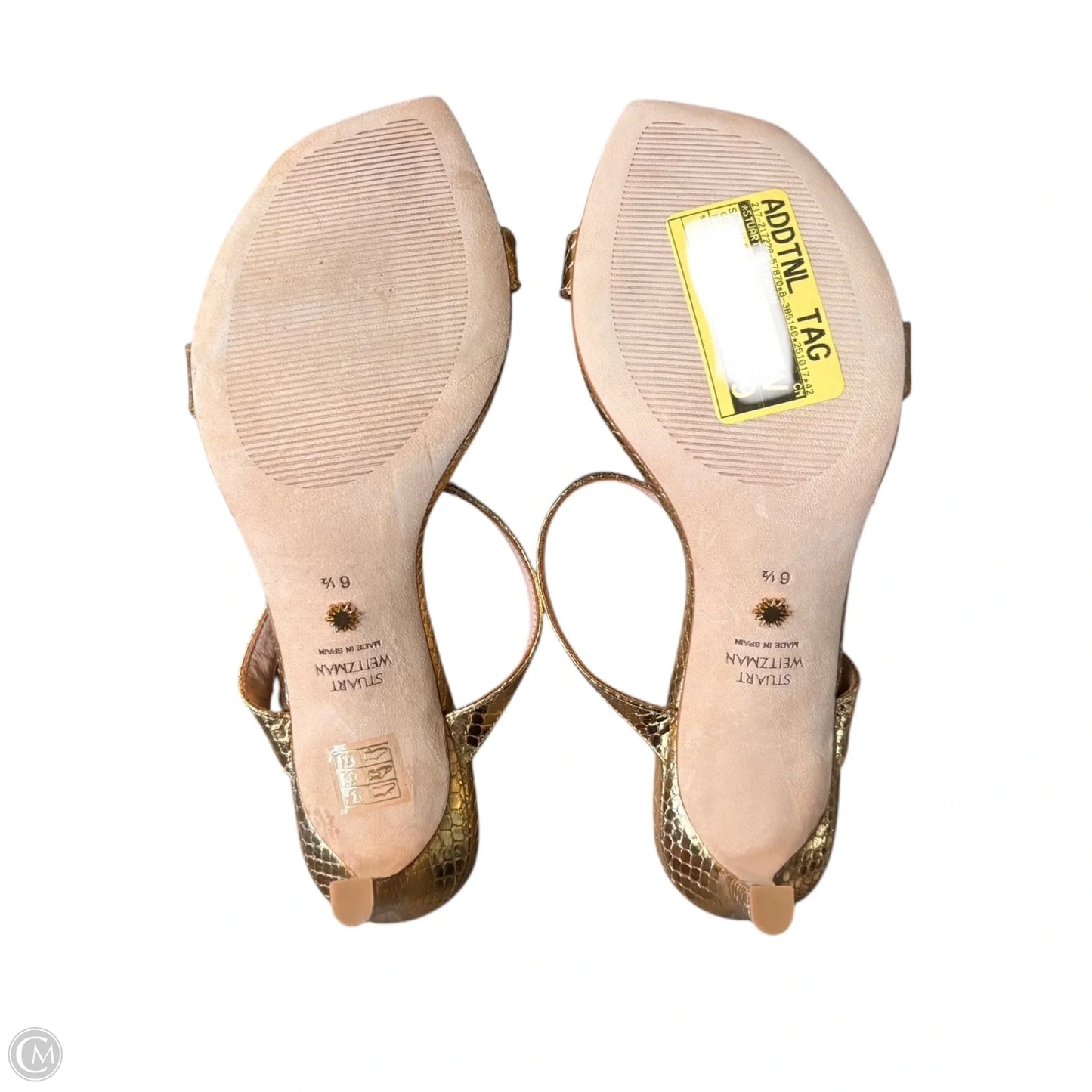 Sandals Designer By Stuart Weitzman In Gold, Size: 6.5