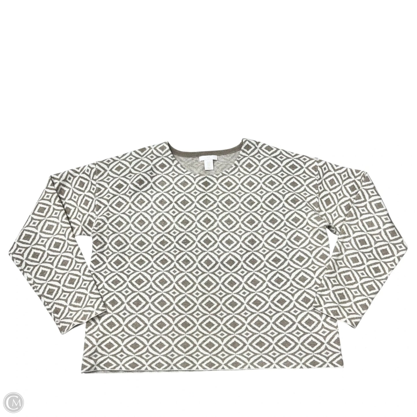 Sweater By H For Halston In Brown & Cream, Size: Xl