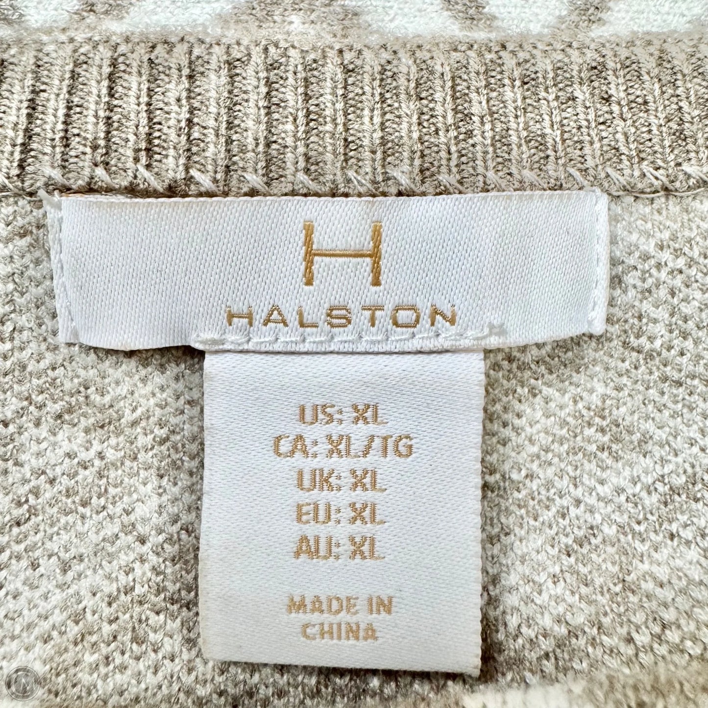 Sweater By H For Halston In Brown & Cream, Size: Xl