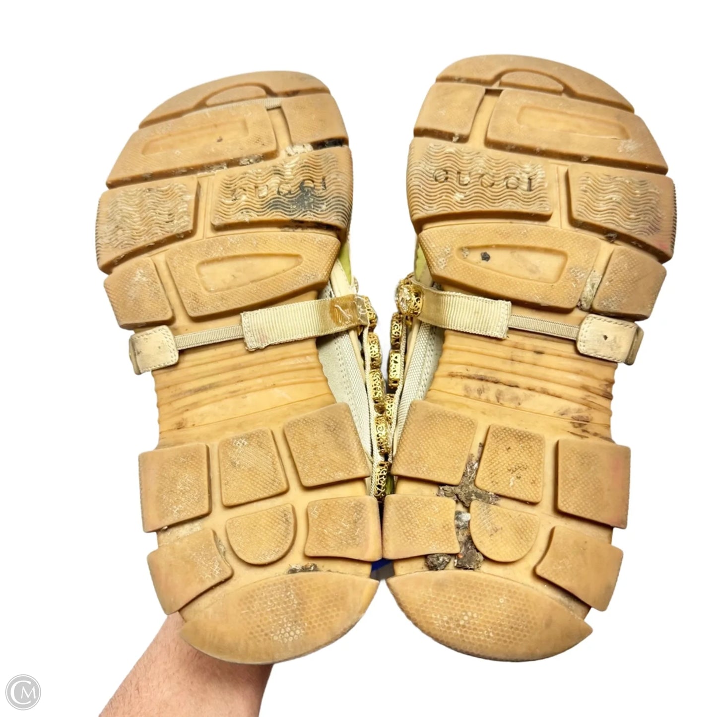 Shoes Luxury Designer By Gucci In Tan, Size: 9.5