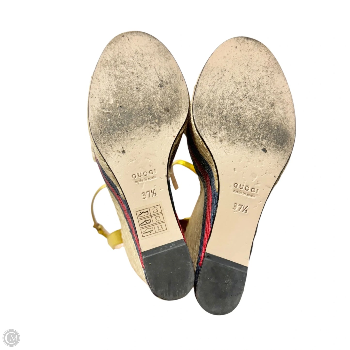 Sandals Luxury Designer By Gucci In Gold, Size: 7