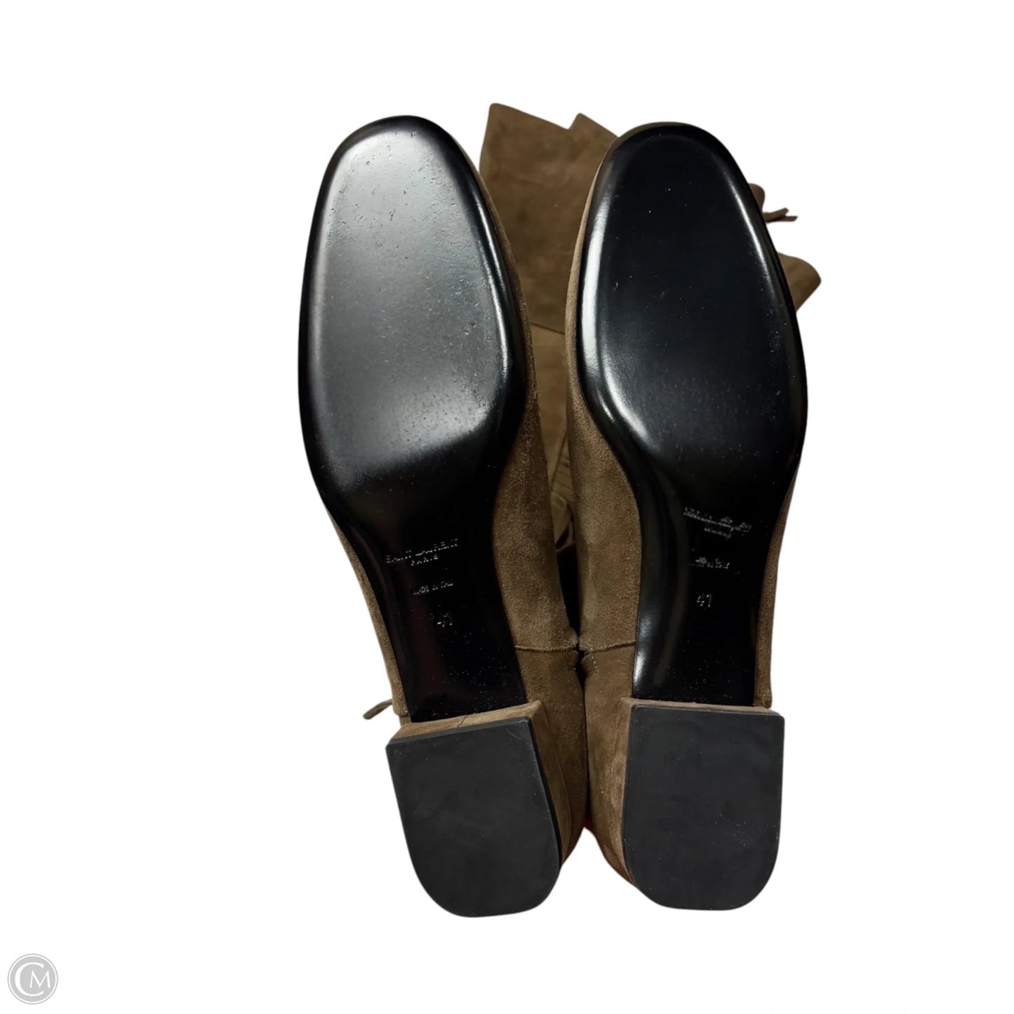 Boots Luxury Designer By Yves Saint Laurent In Brown, Size: 10.5