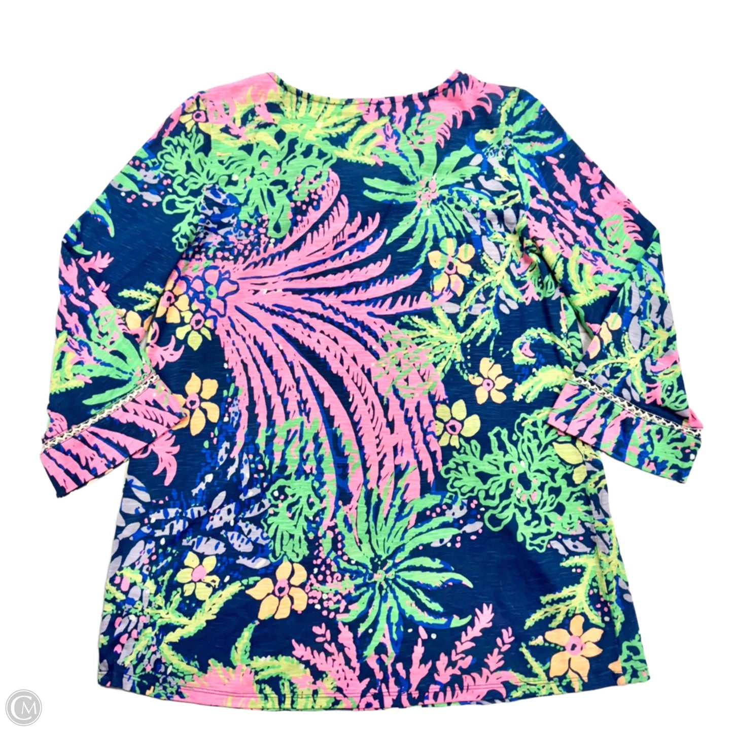 Top 3/4 Sleeve Designer By Lilly Pulitzer In Blue & Green, Size: Xs