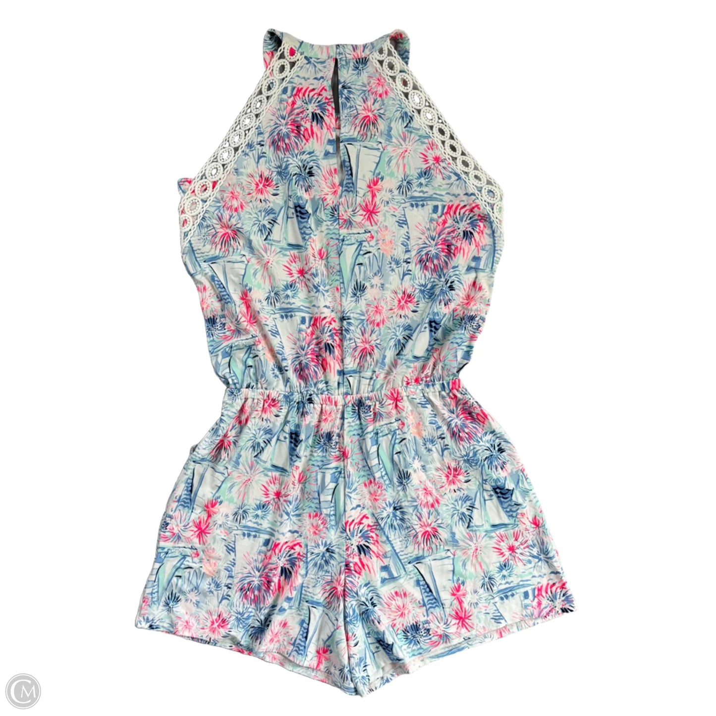 Romper Designer By Lilly Pulitzer In Blue & Pink, Size: S
