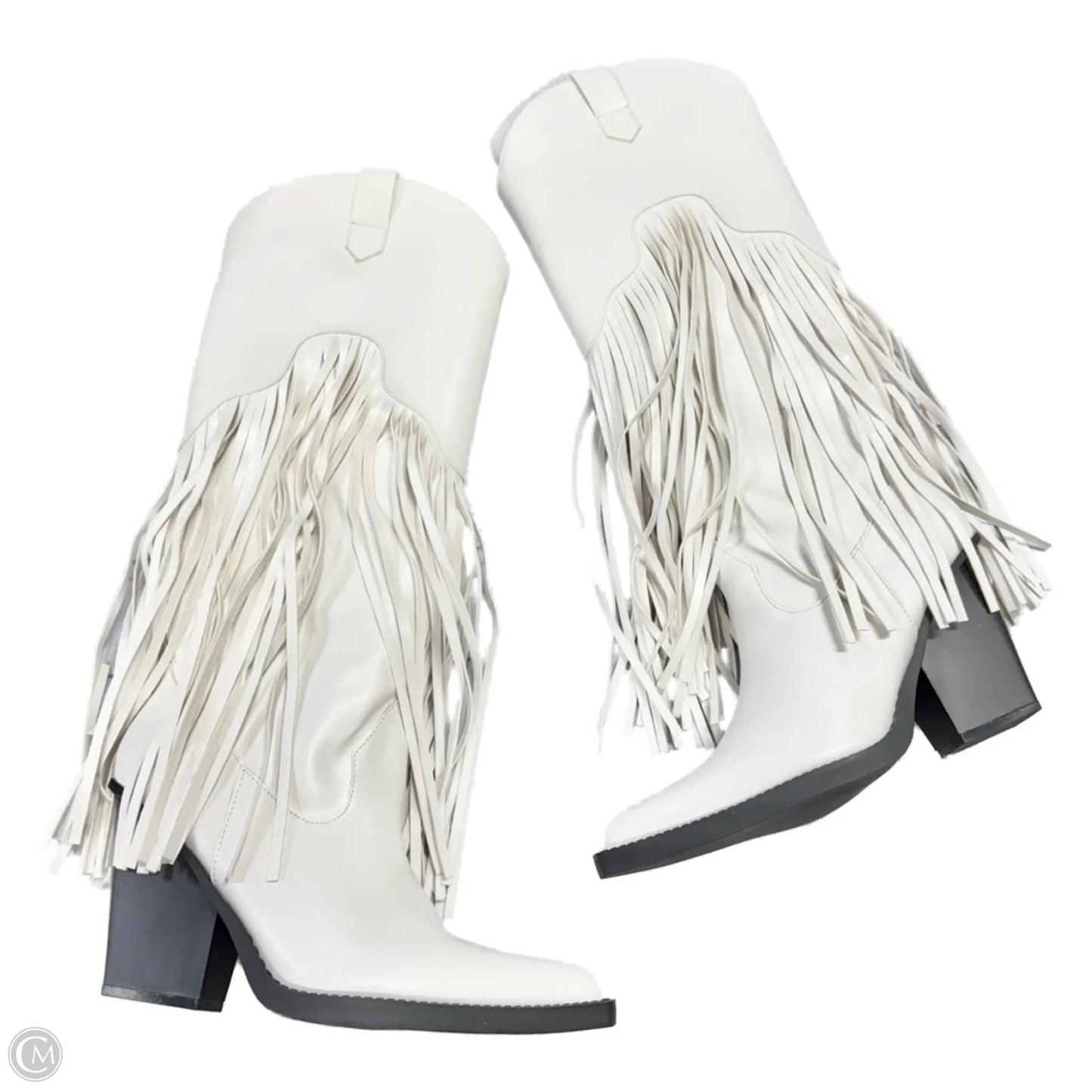 Boots Western By Pretty Little Thing In White, Size: 9.5