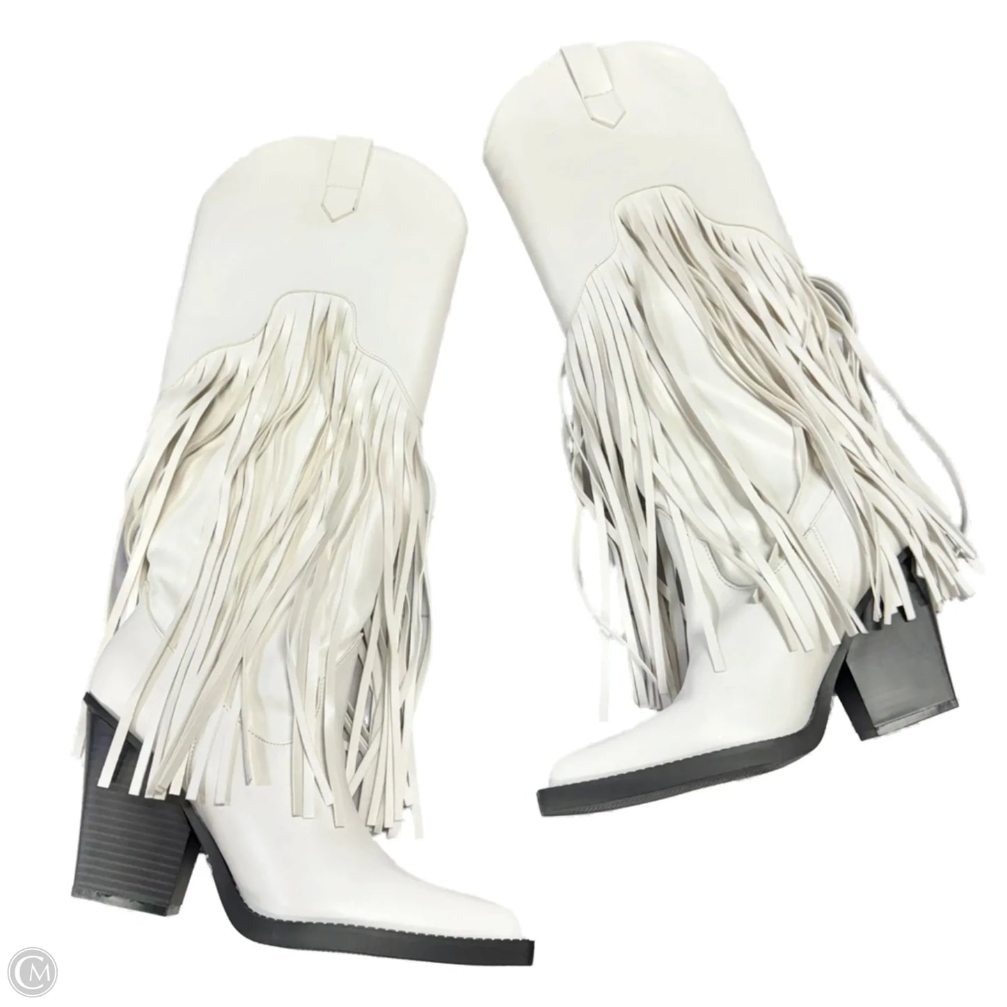 Boots Western By Pretty Little Thing In White, Size: 9.5